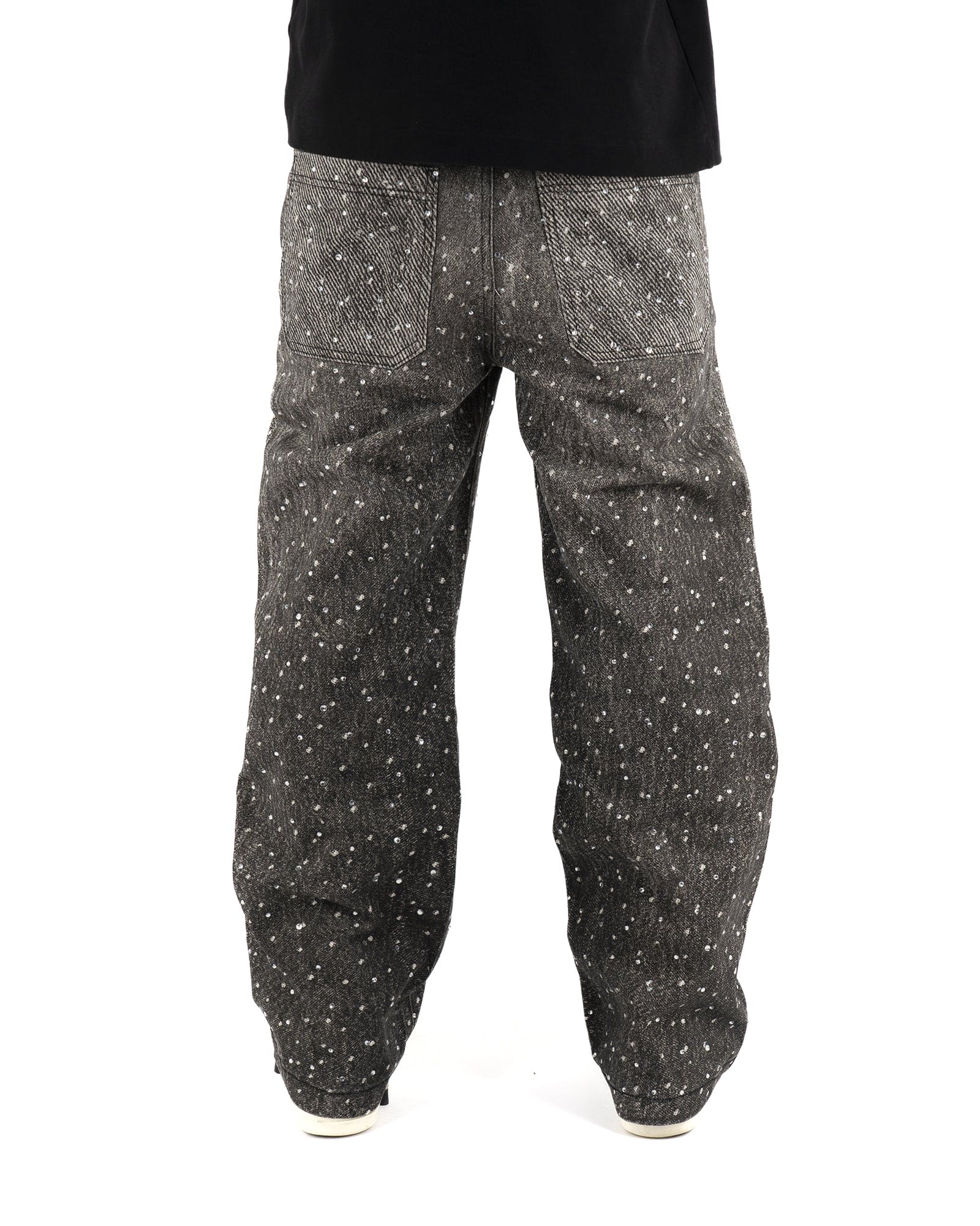 SS25|RHINESTONE BLACK BAGGIE DENIM