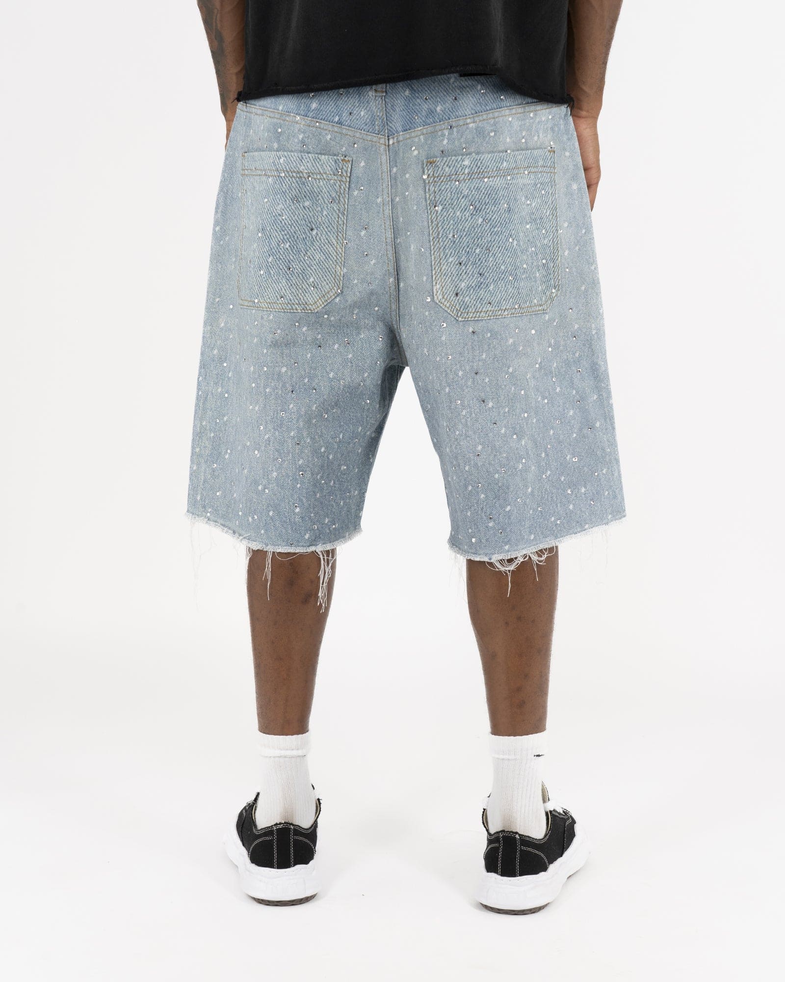 SS25| RHINESTONE DISTRESSED SHORTS