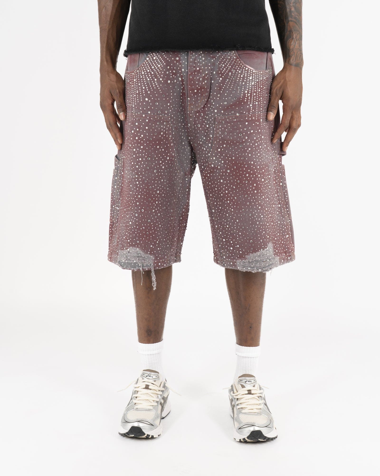 SS25|PINK RHINESTONE SHORTS