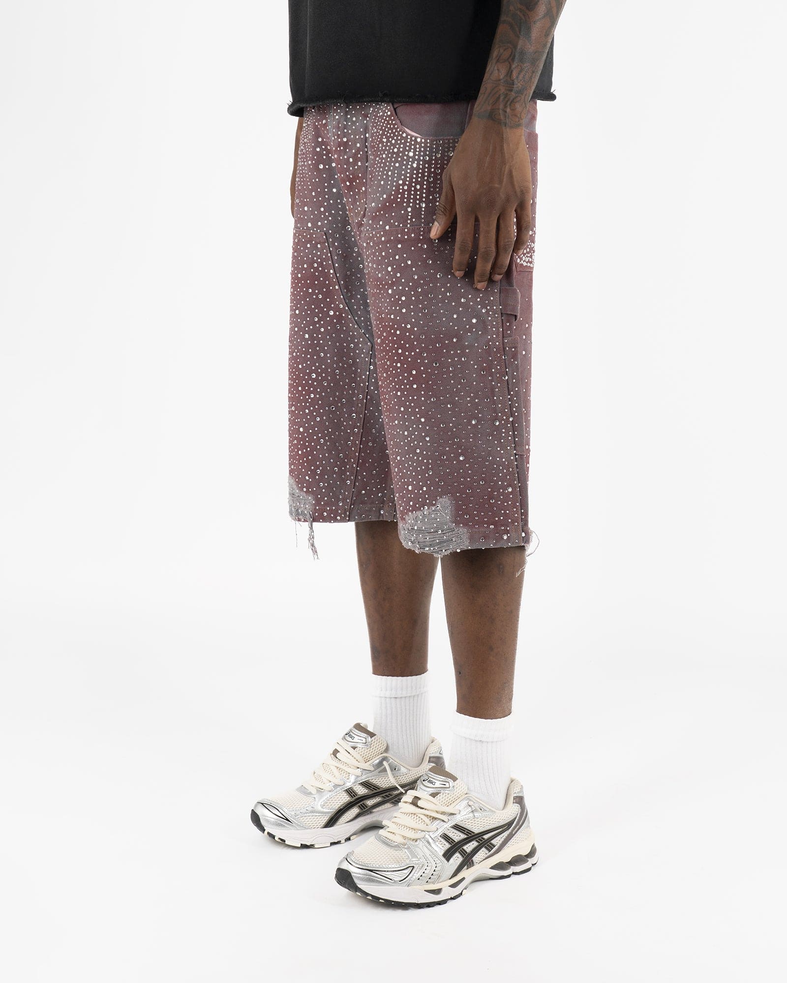SS25|PINK RHINESTONE SHORTS
