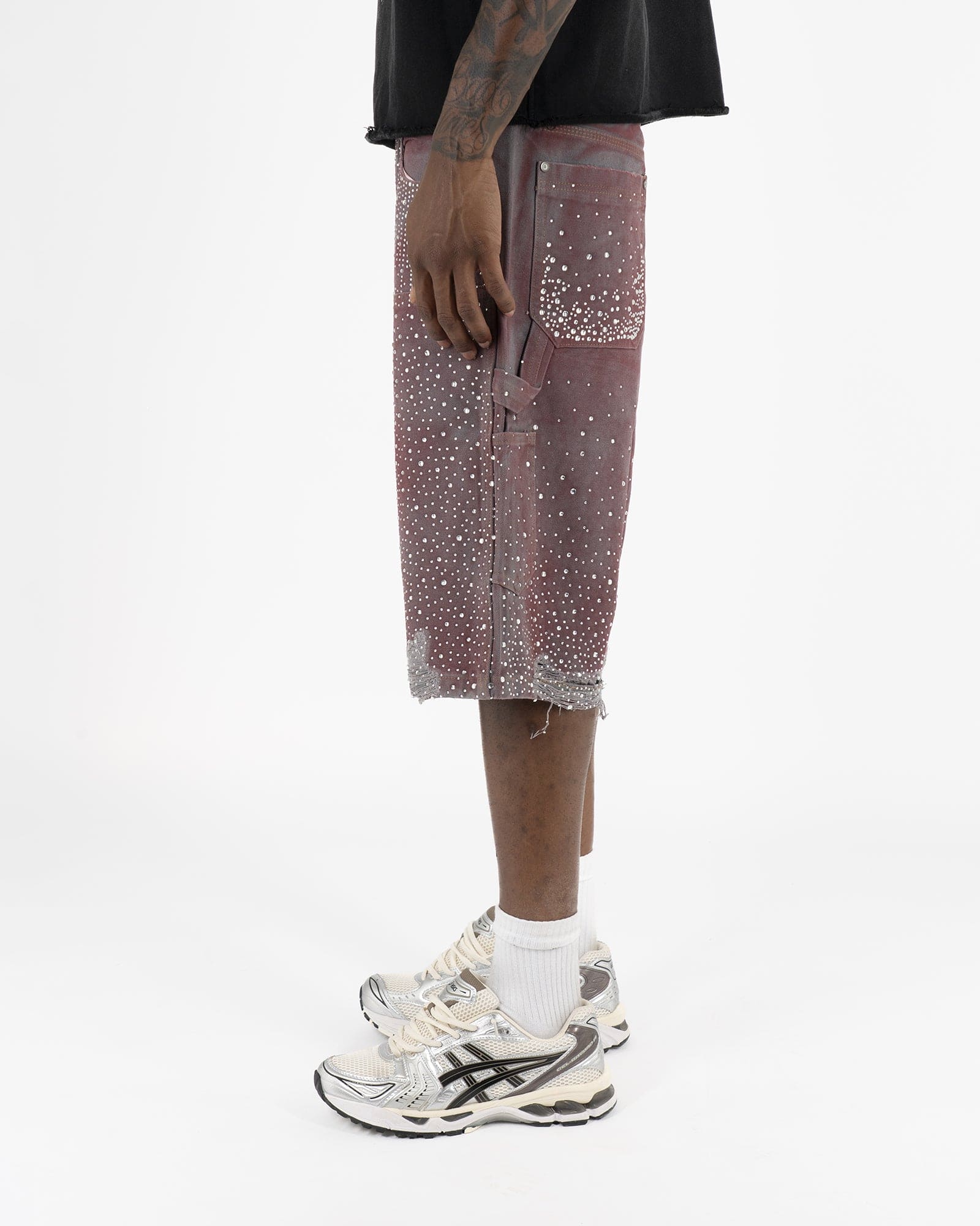 SS25|PINK RHINESTONE SHORTS