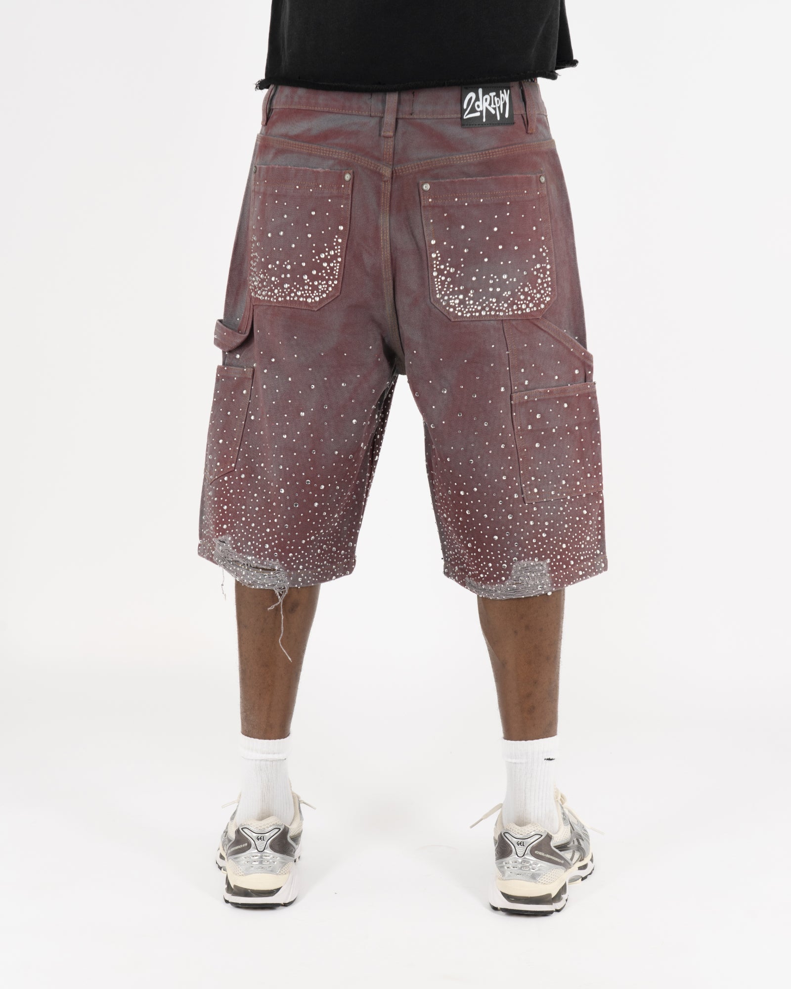 SS25|PINK RHINESTONE SHORTS