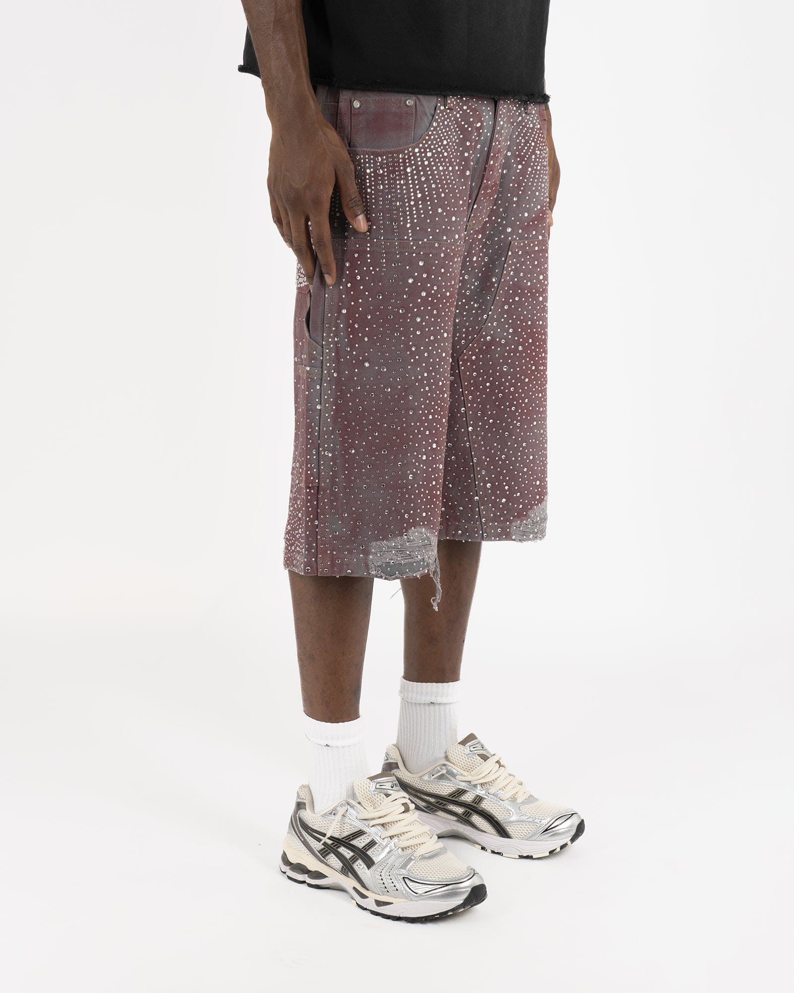 SS25|PINK RHINESTONE SHORTS