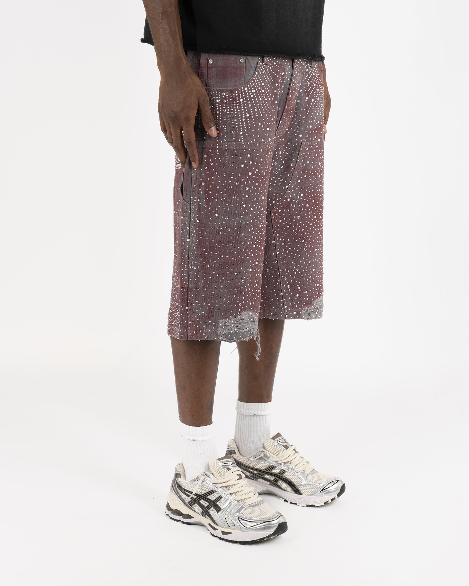 SS25|PINK RHINESTONE SHORTS