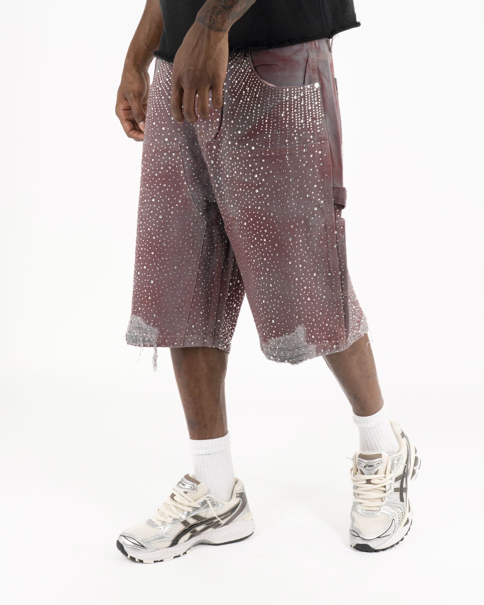 SS25|PINK RHINESTONE SHORTS