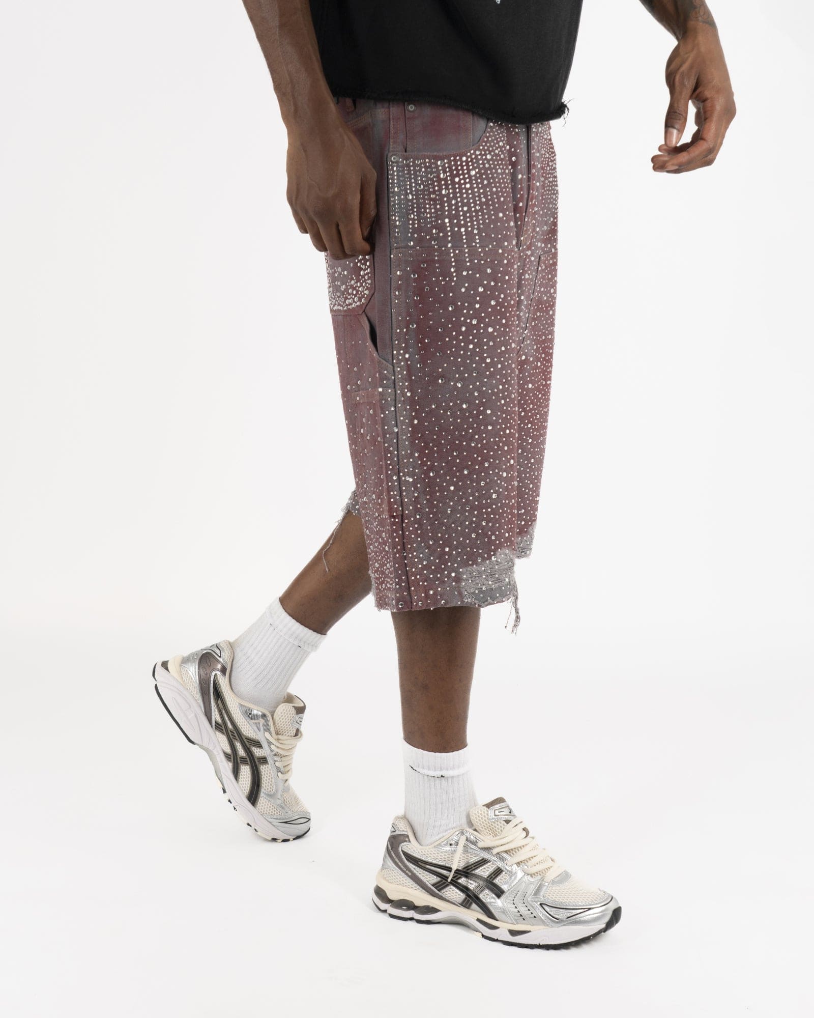SS25|PINK RHINESTONE SHORTS