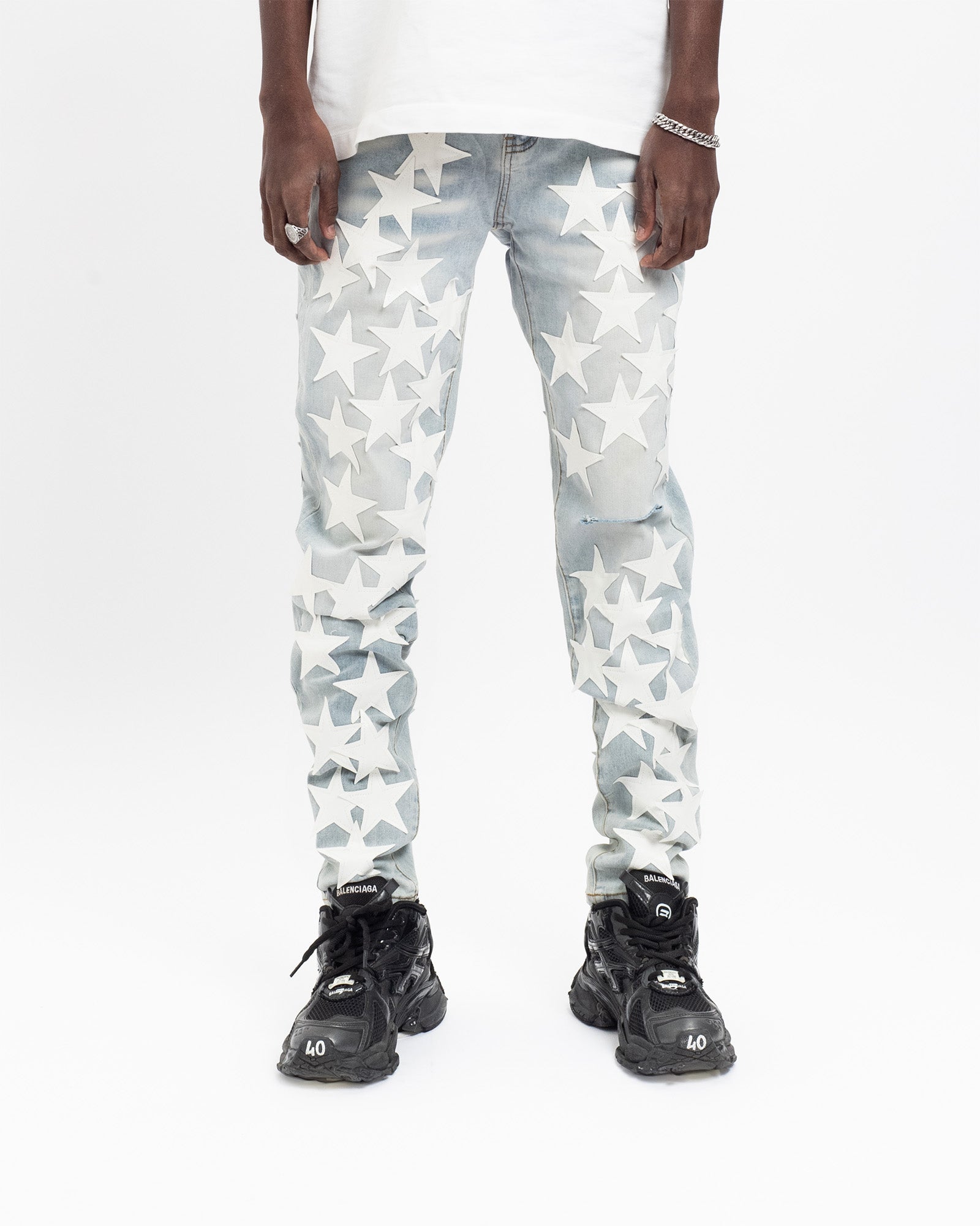 SK12| WHITE HOLLYWOOD DENIM