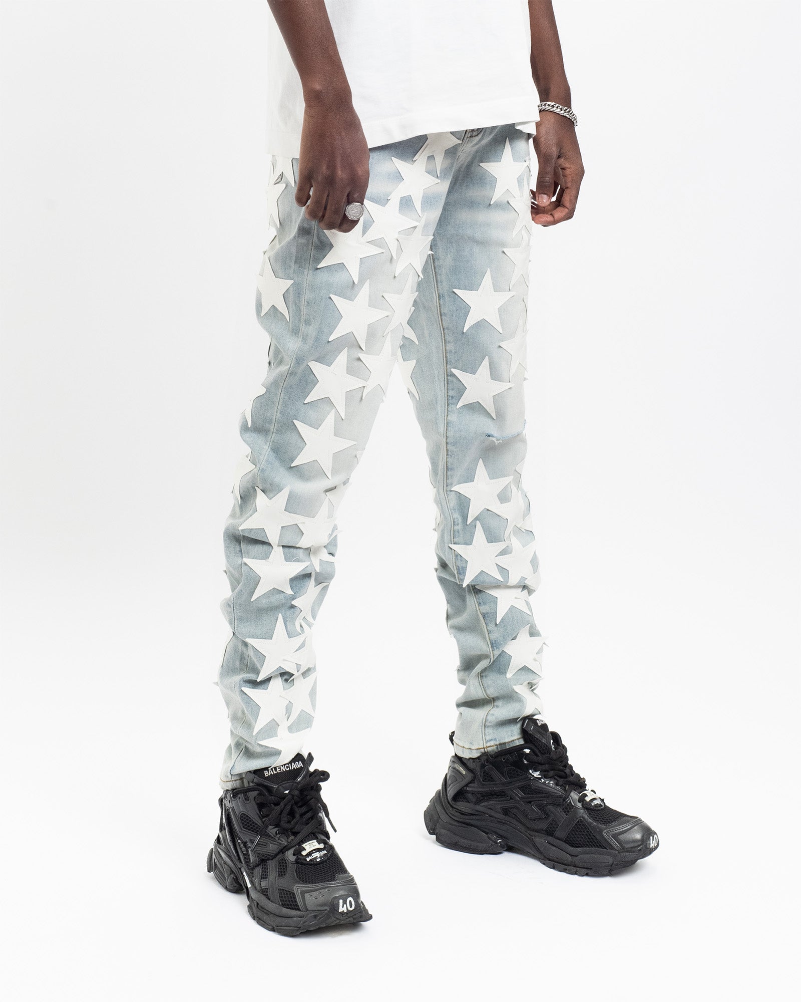 SK12| WHITE HOLLYWOOD DENIM