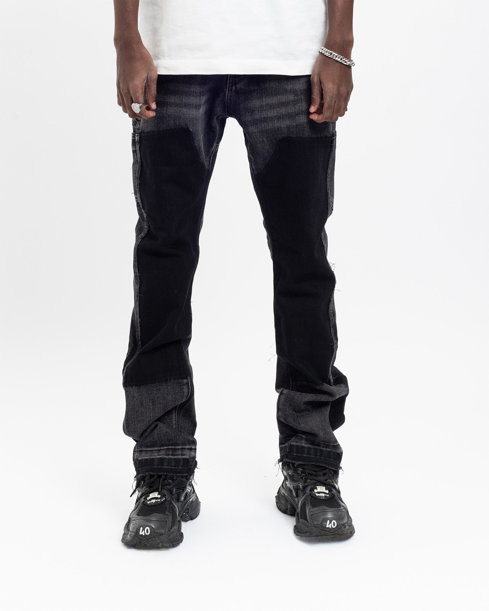FD04| ROCKET BLACK FLARE DENIM
