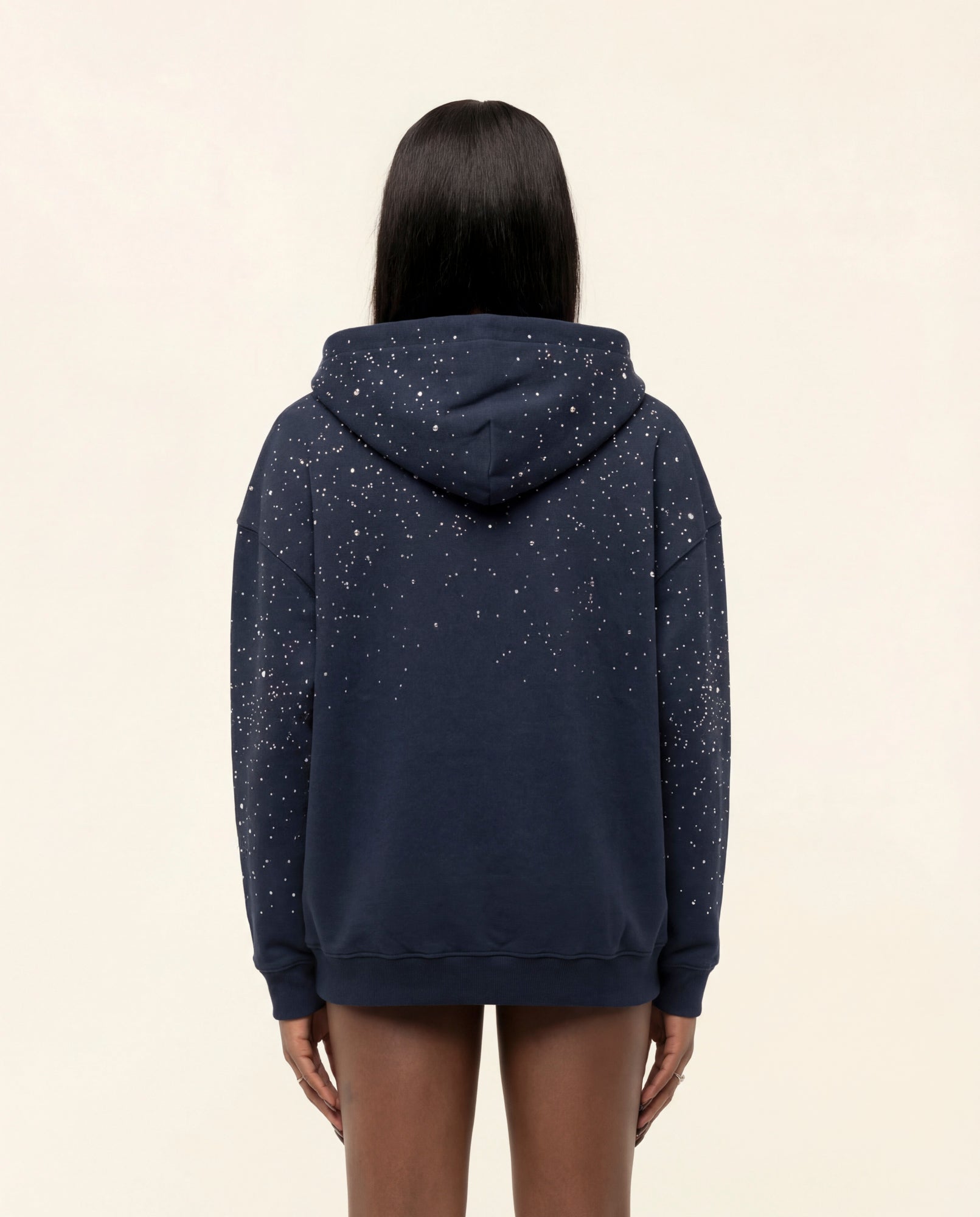 FW25|RHINESTONE NIGHT BLUE ZIP-HOODIE