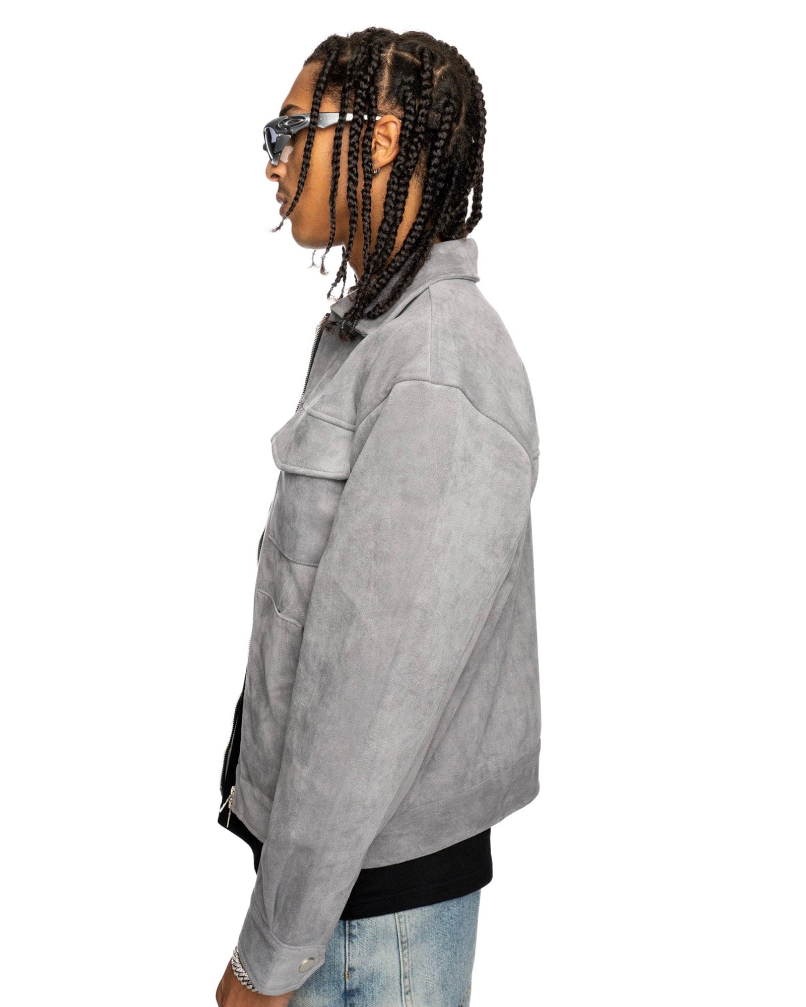 JT4|NIGHTCRAWLER GREY SUEDE JACKET