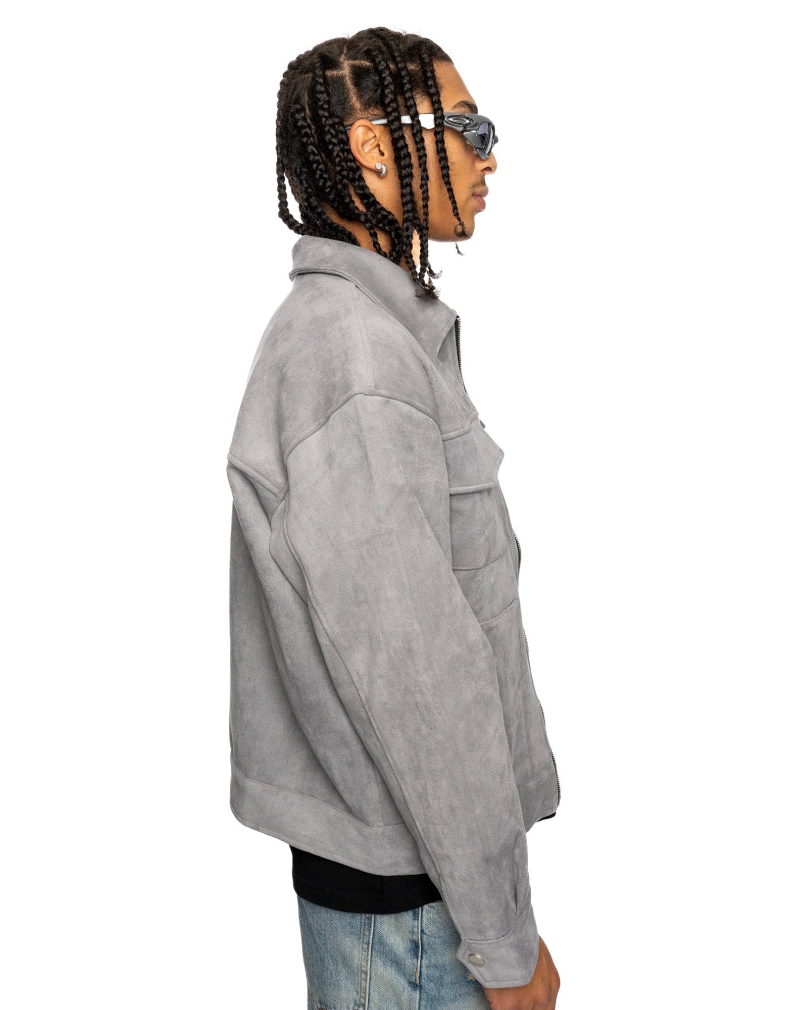 JT4|NIGHTCRAWLER GREY SUEDE JACKET