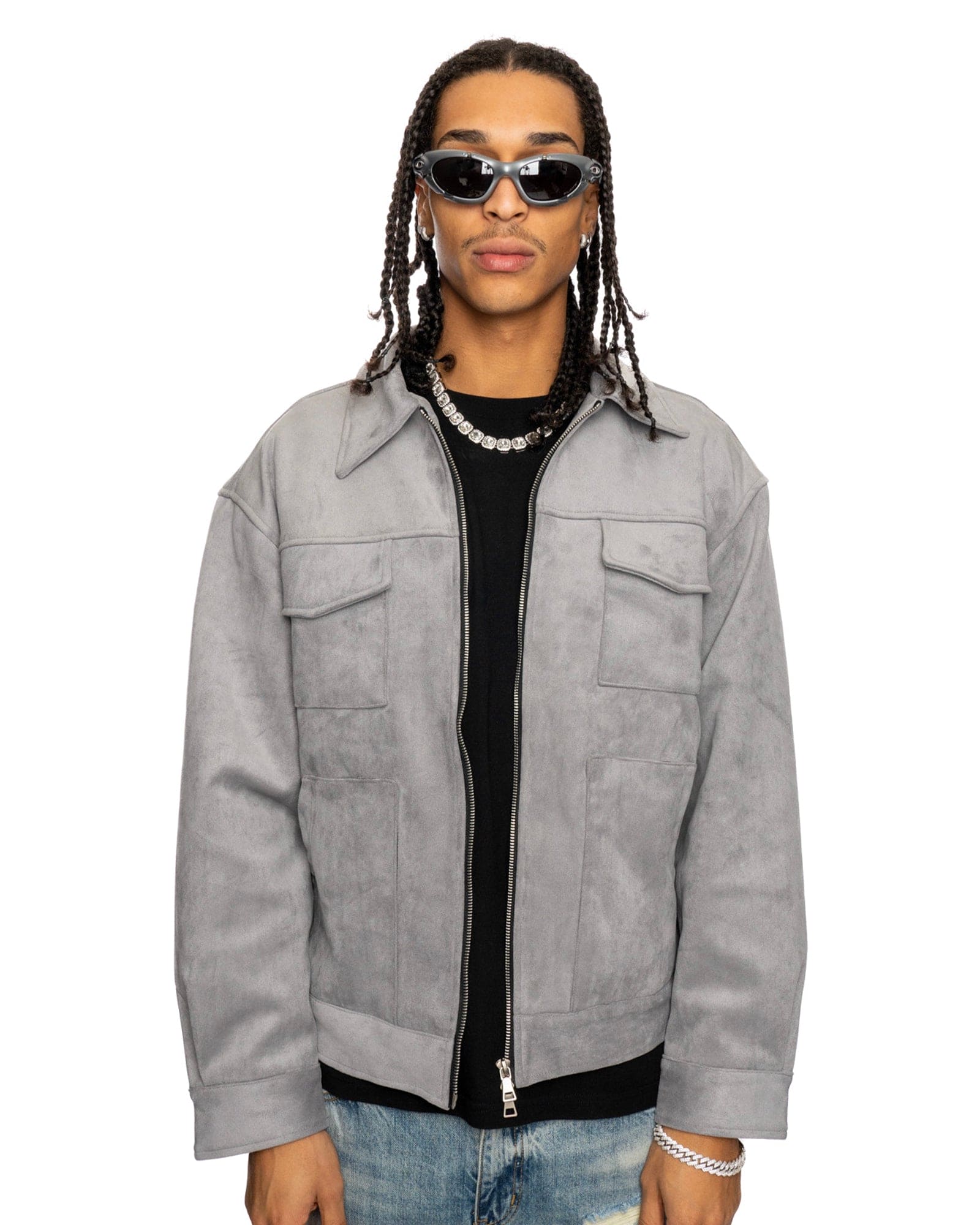 JT4|NIGHTCRAWLER GREY SUEDE JACKET