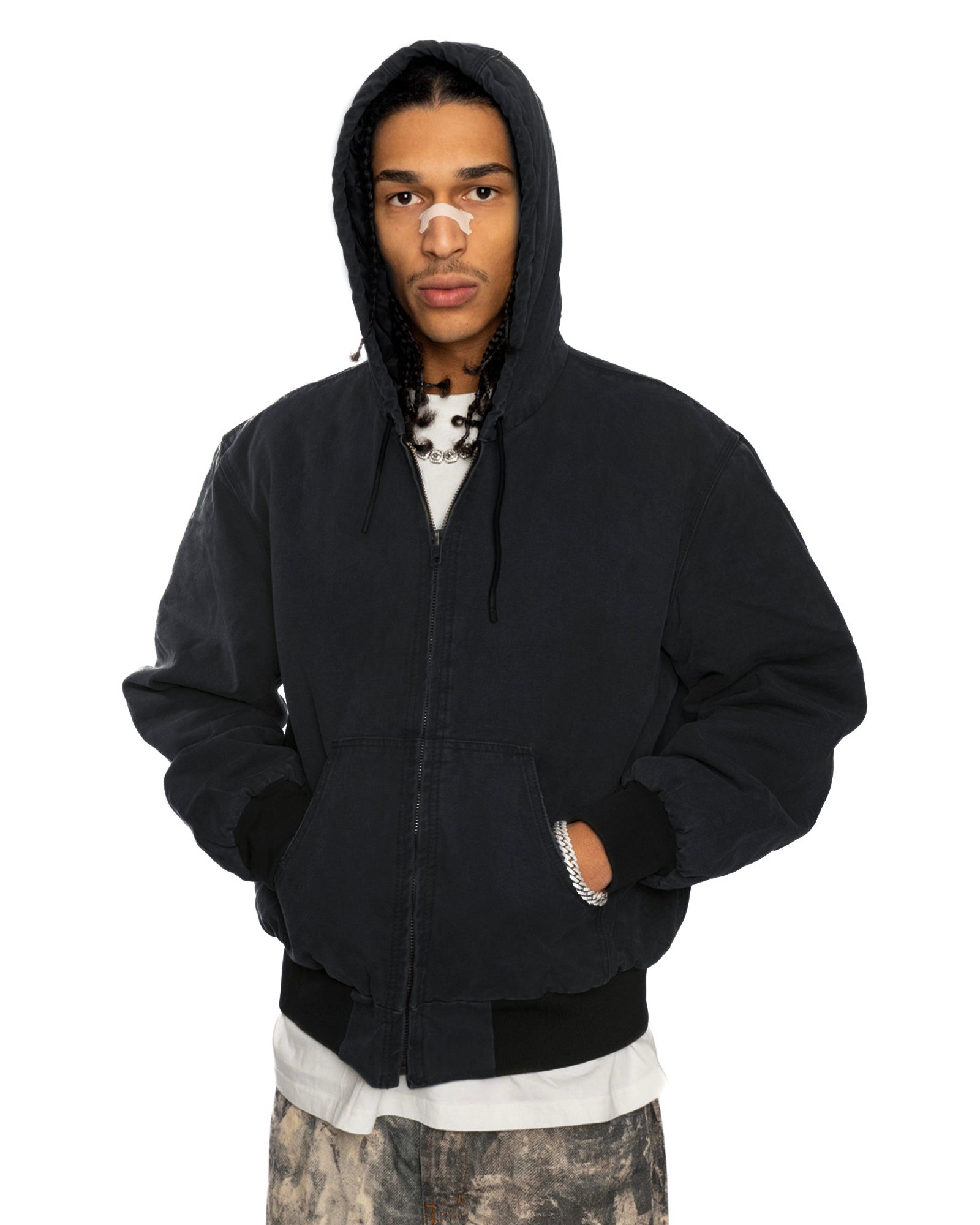 ZH2| PADDED BLUE ZIP HOODIE