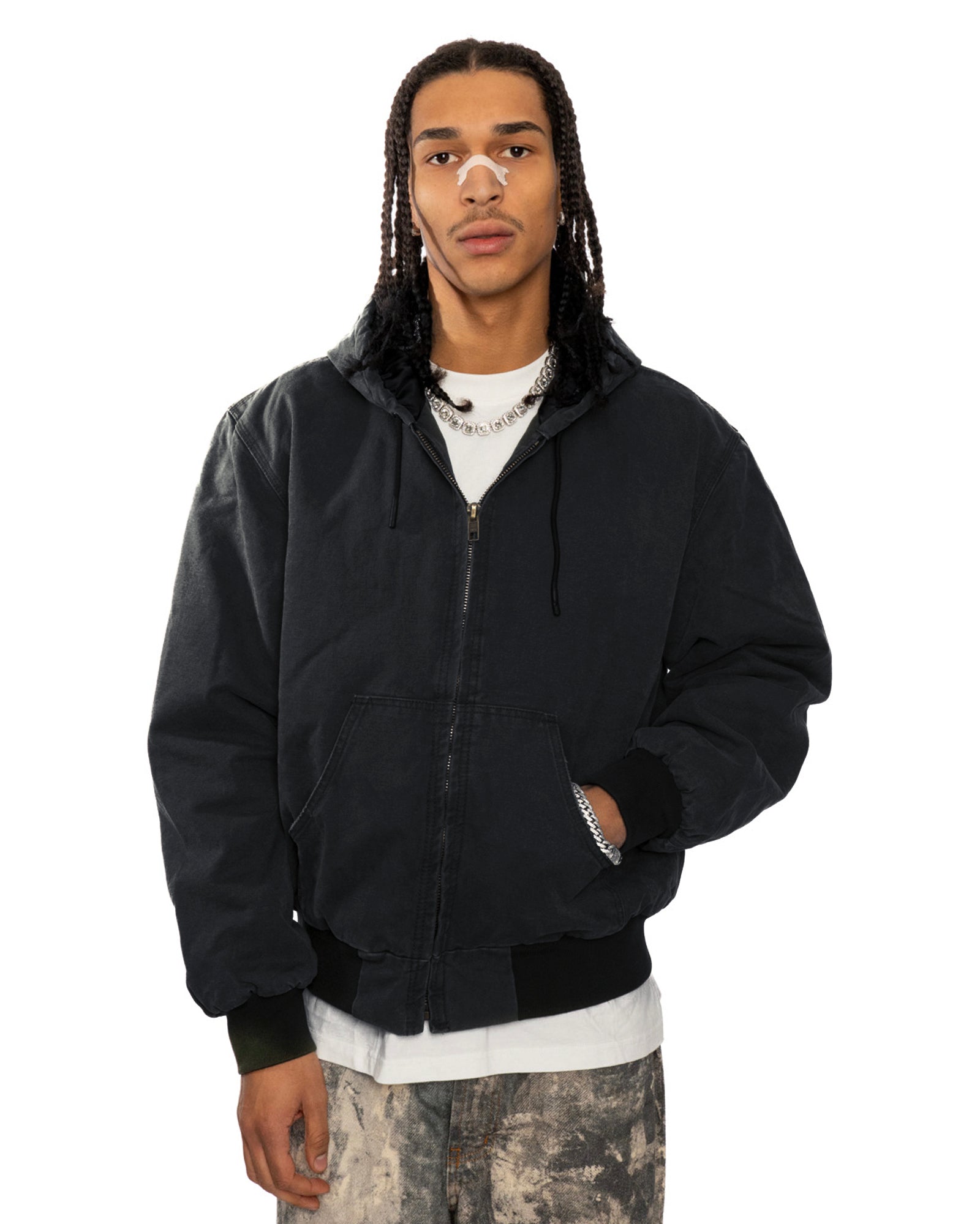 ZH2| PADDED BLUE ZIP HOODIE
