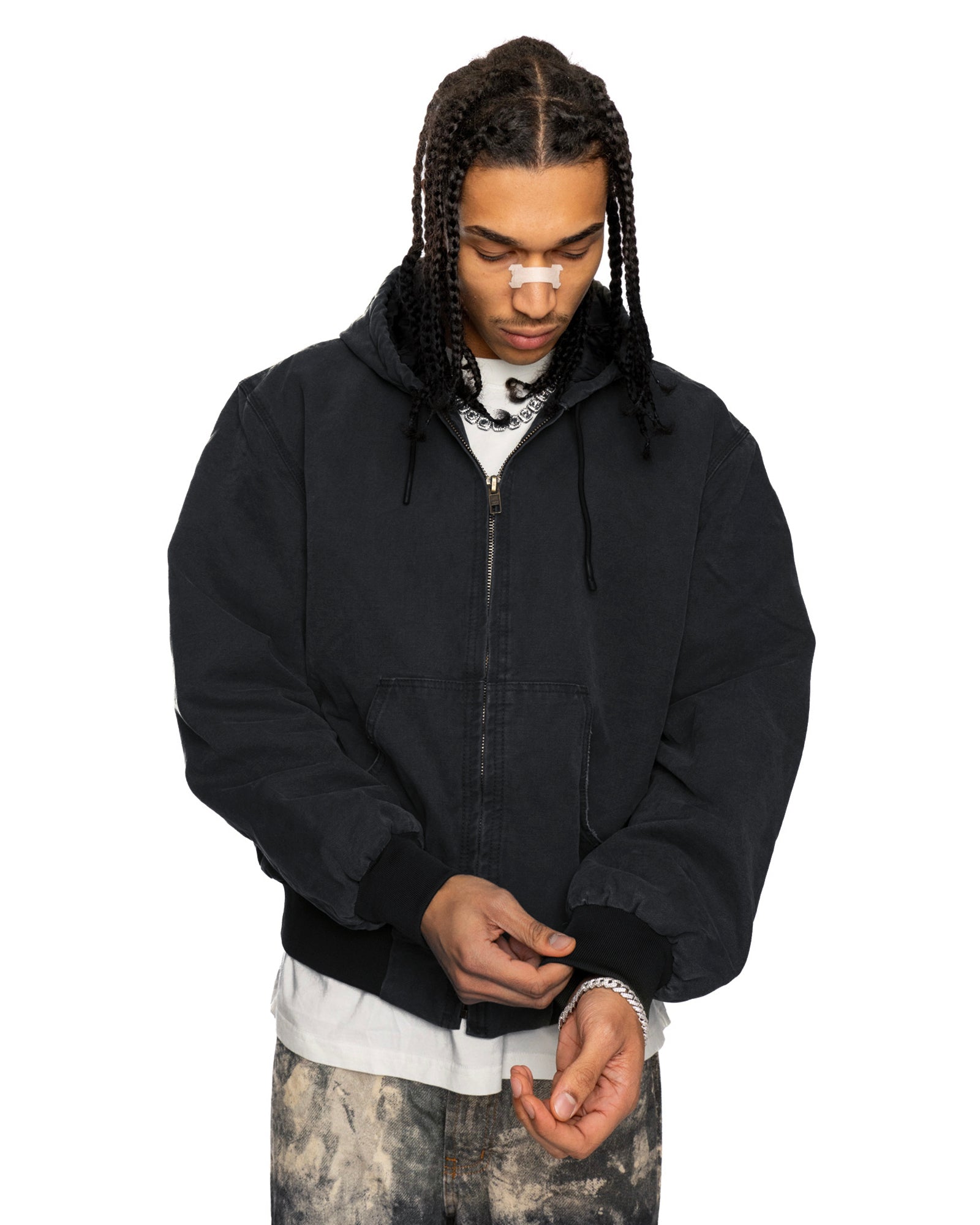 ZH2| PADDED BLUE ZIP HOODIE