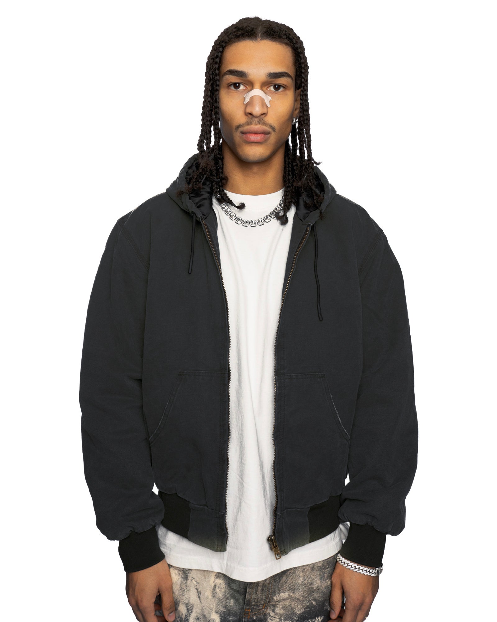 ZH2| PADDED BLUE ZIP HOODIE
