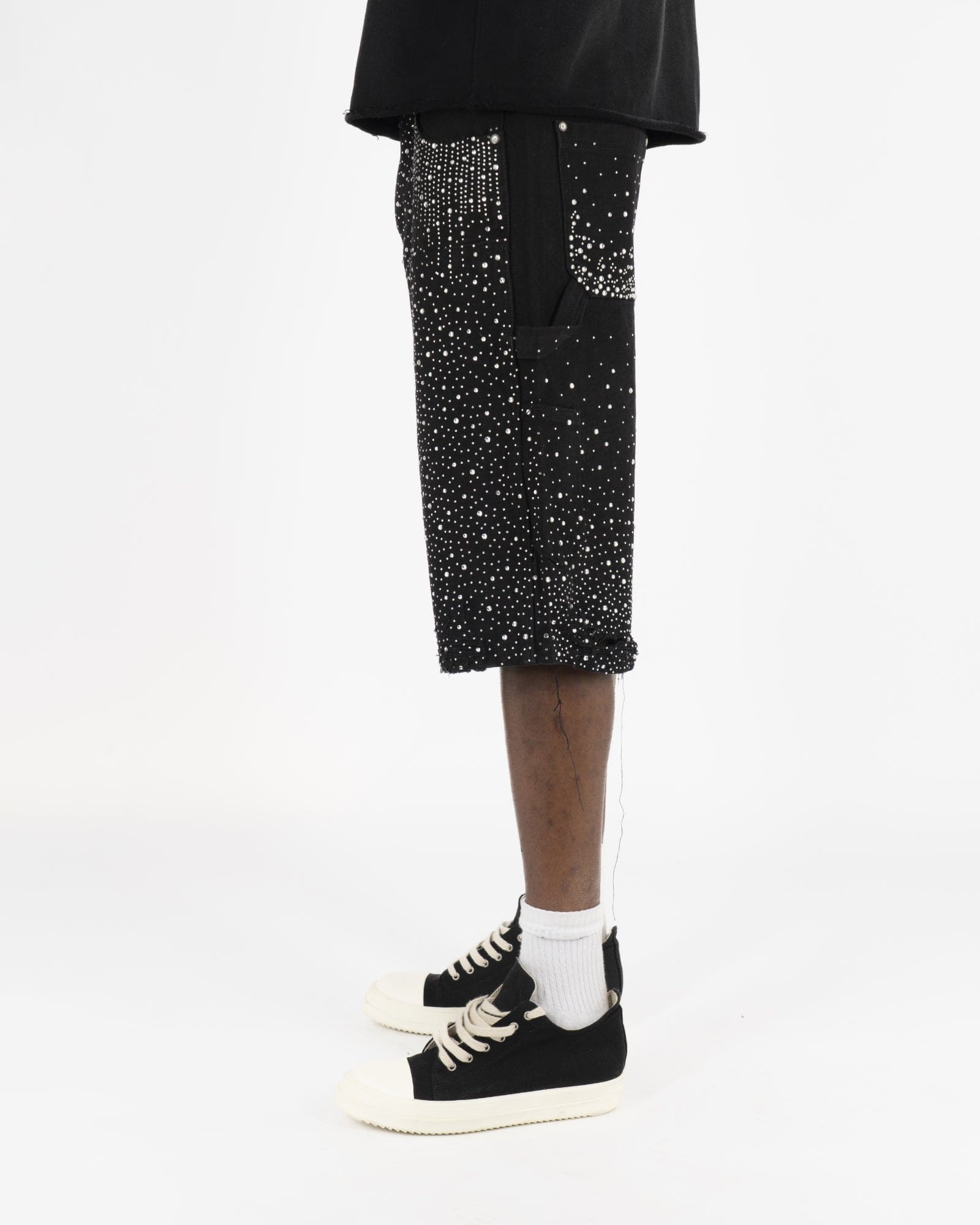 SS25|HIGH RHINESTONE BLACK SHORT