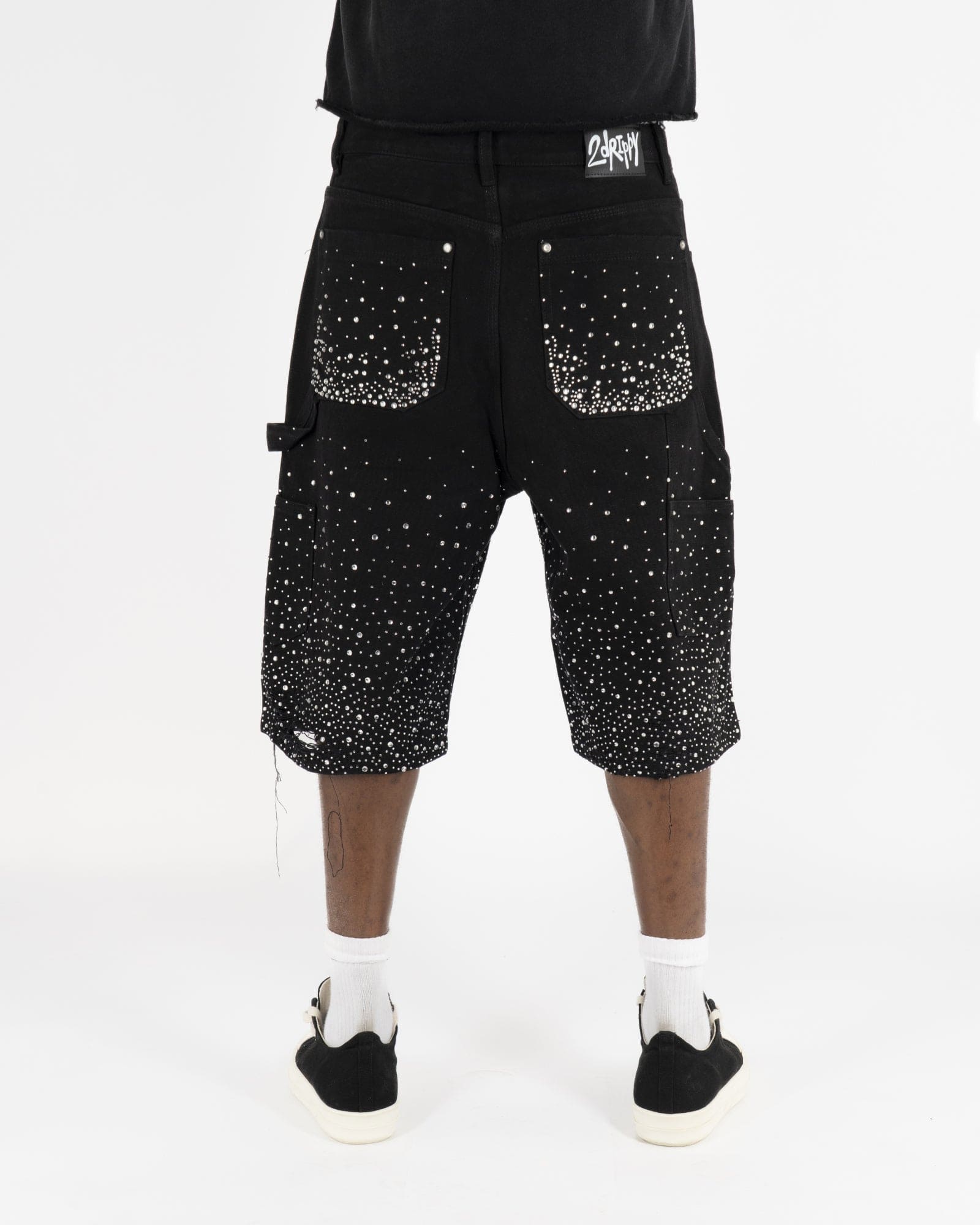 SS25|HIGH RHINESTONE BLACK SHORT