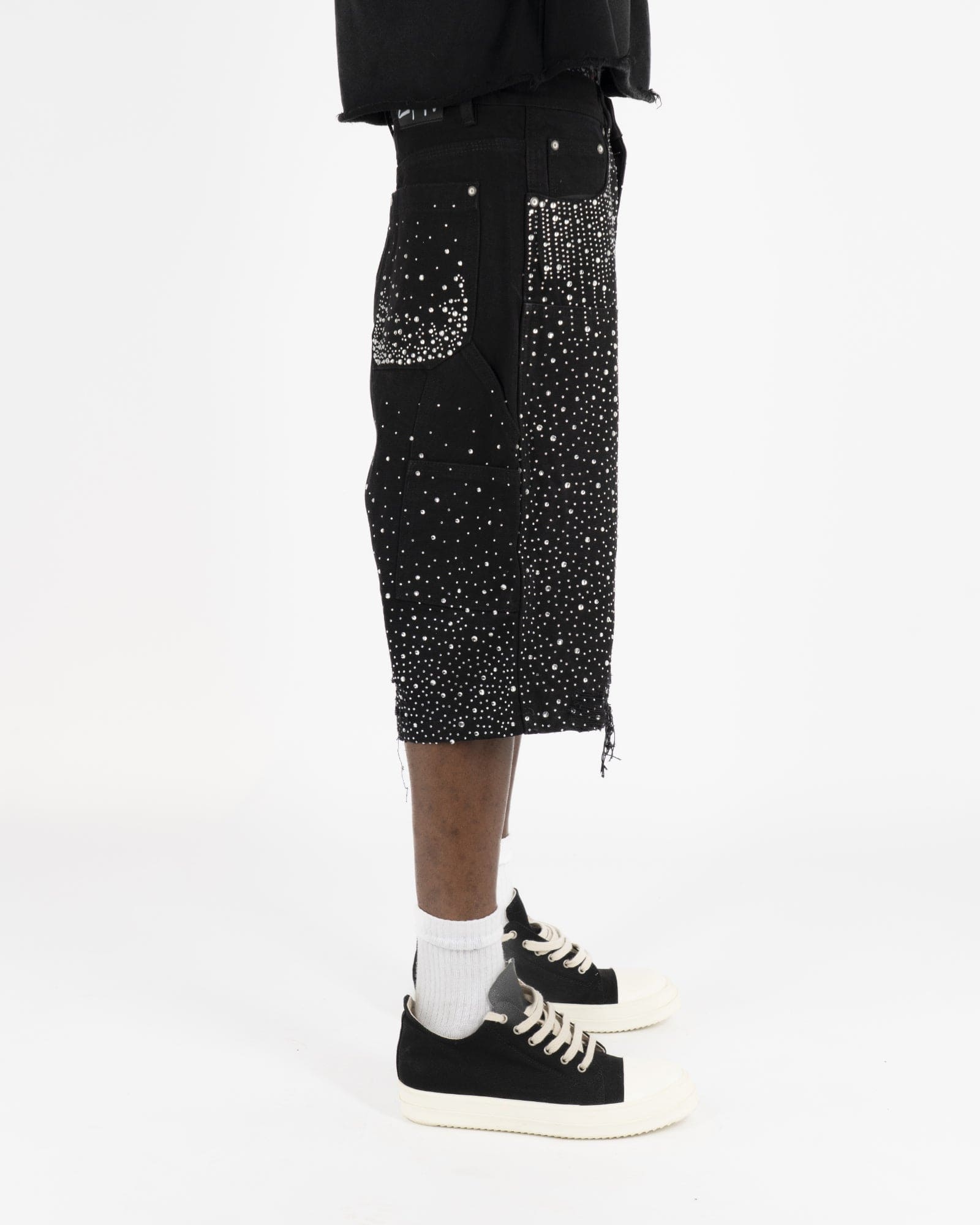 SS25|HIGH RHINESTONE BLACK SHORT