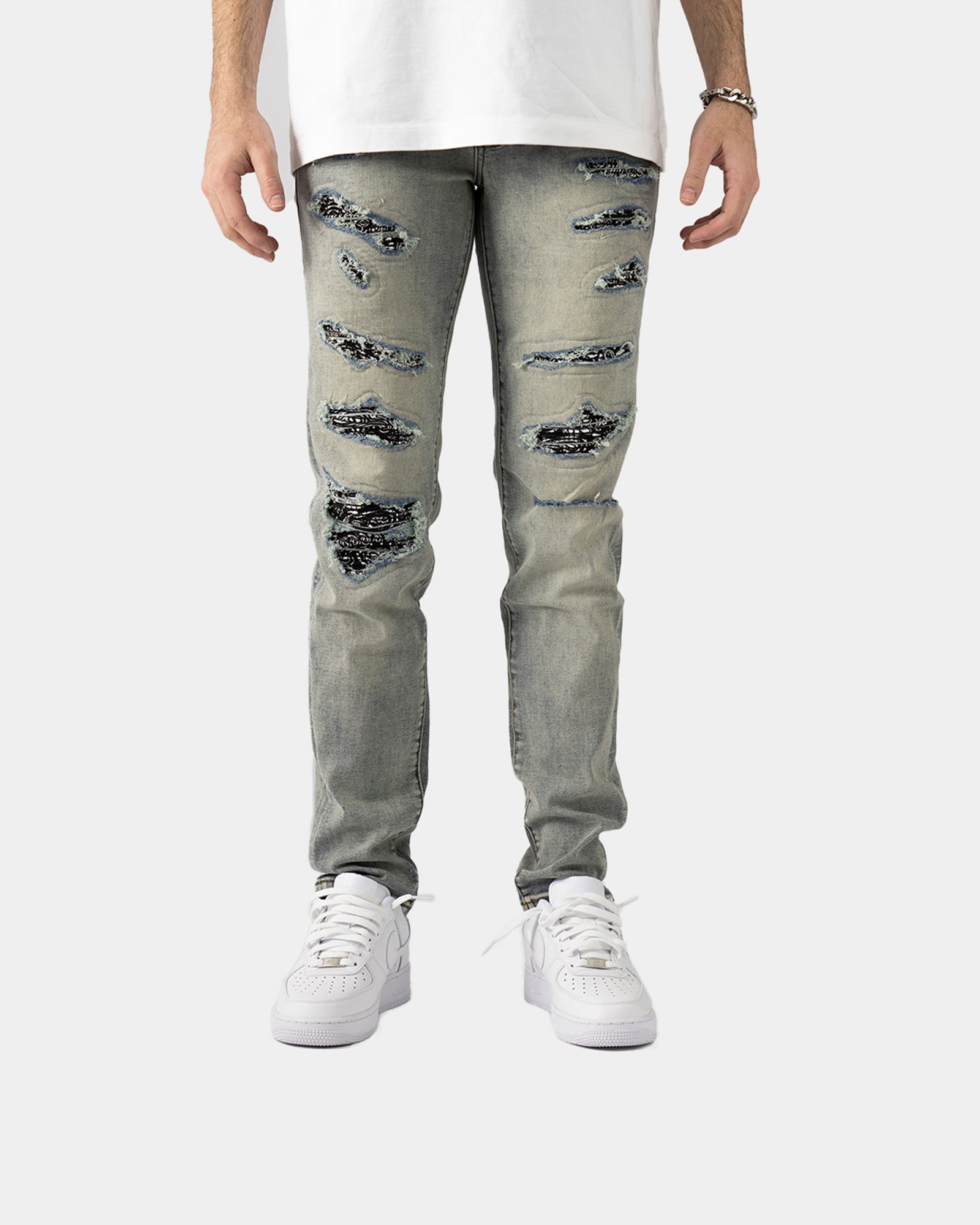 SK15| BLACK BANDANA DENIM