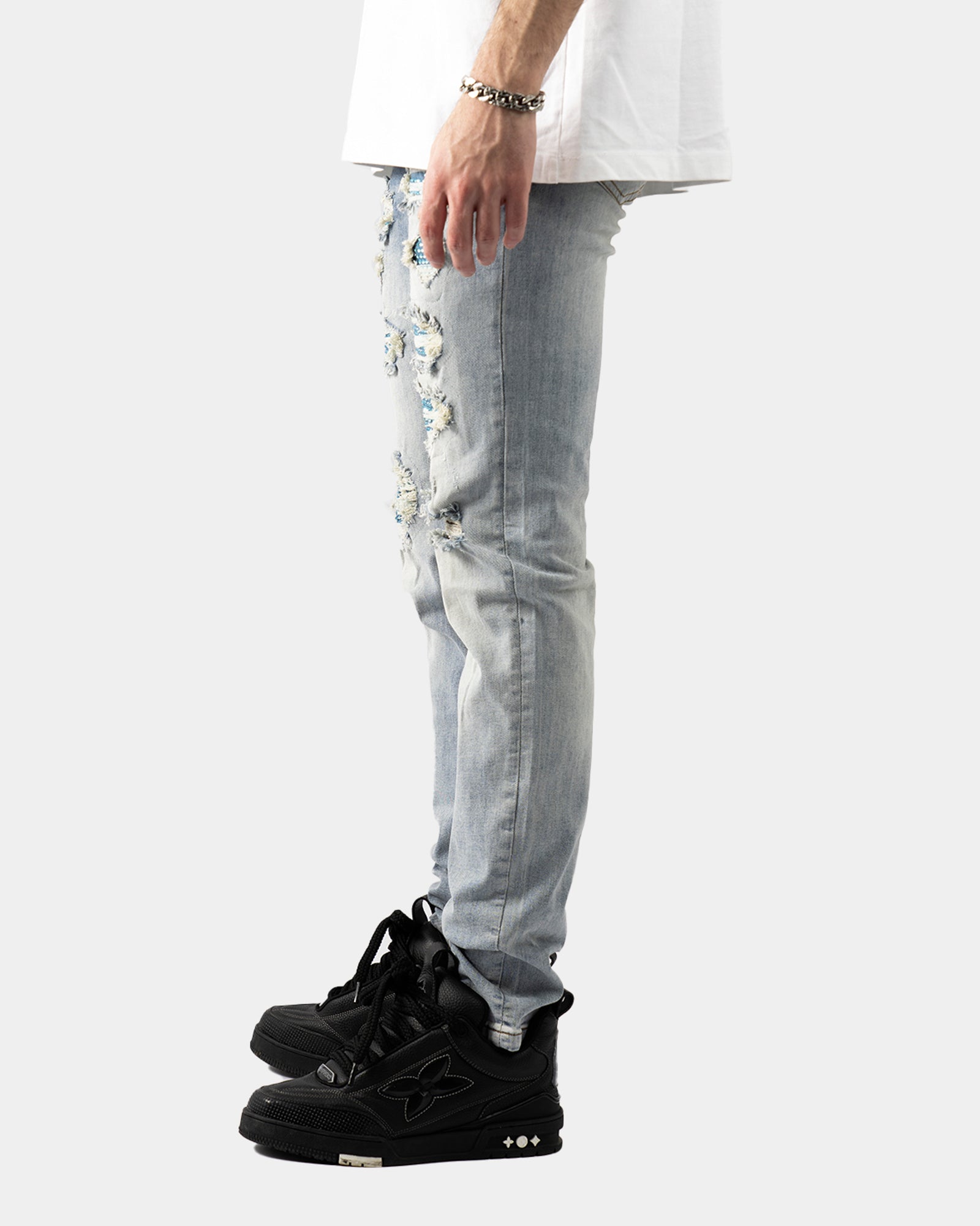 SK38|BLUE CRYSTAL SKINNY DENIM