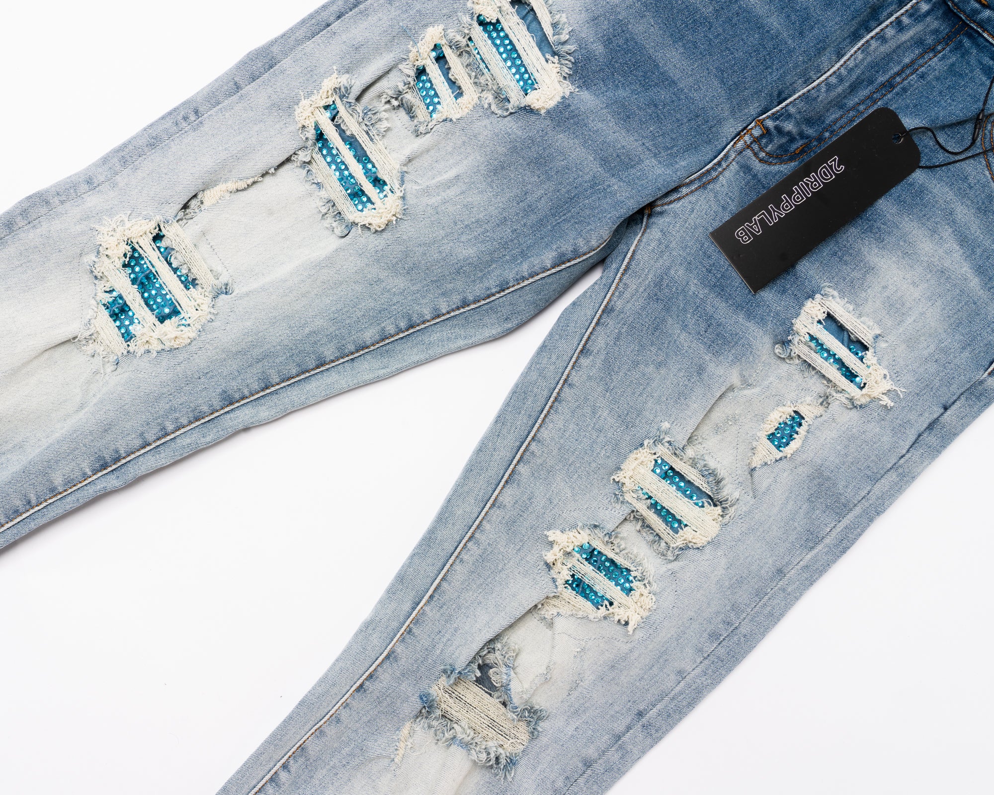 SK38|BLUE CRYSTAL SKINNY DENIM