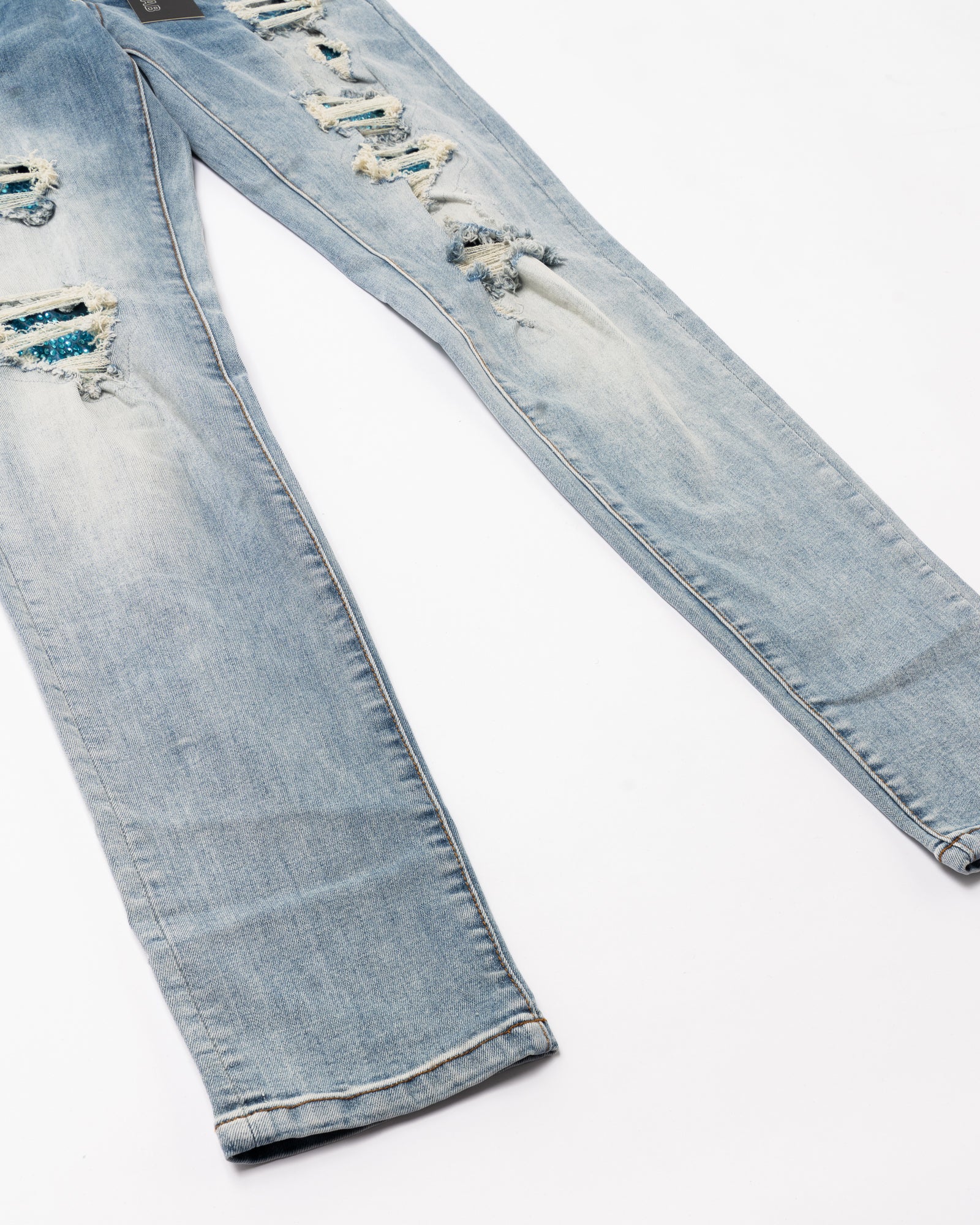 SK38|BLUE CRYSTAL SKINNY DENIM