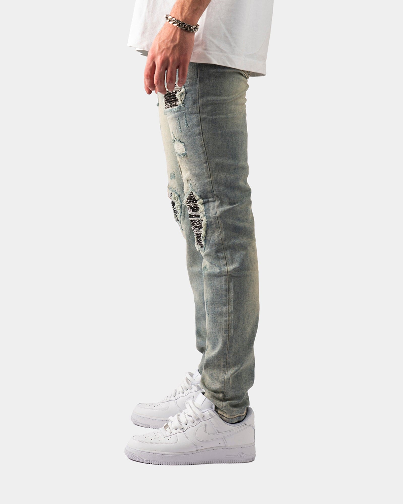 SK21|DARK BANDANA SKINNY DENIM