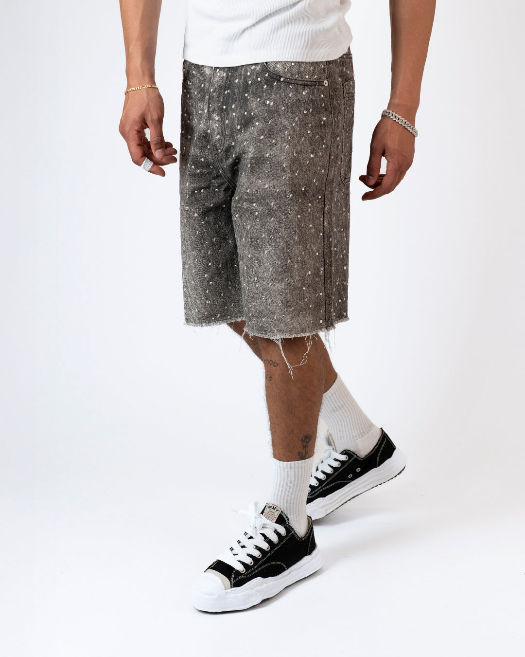 SS25|BLACK RHINESTONE SHORT