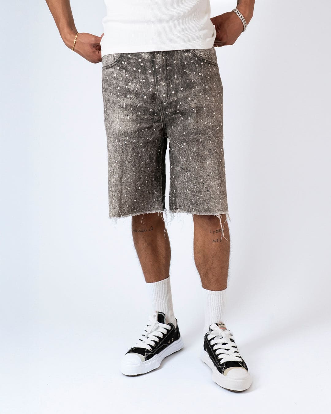 SS25|BLACK RHINESTONE SHORT