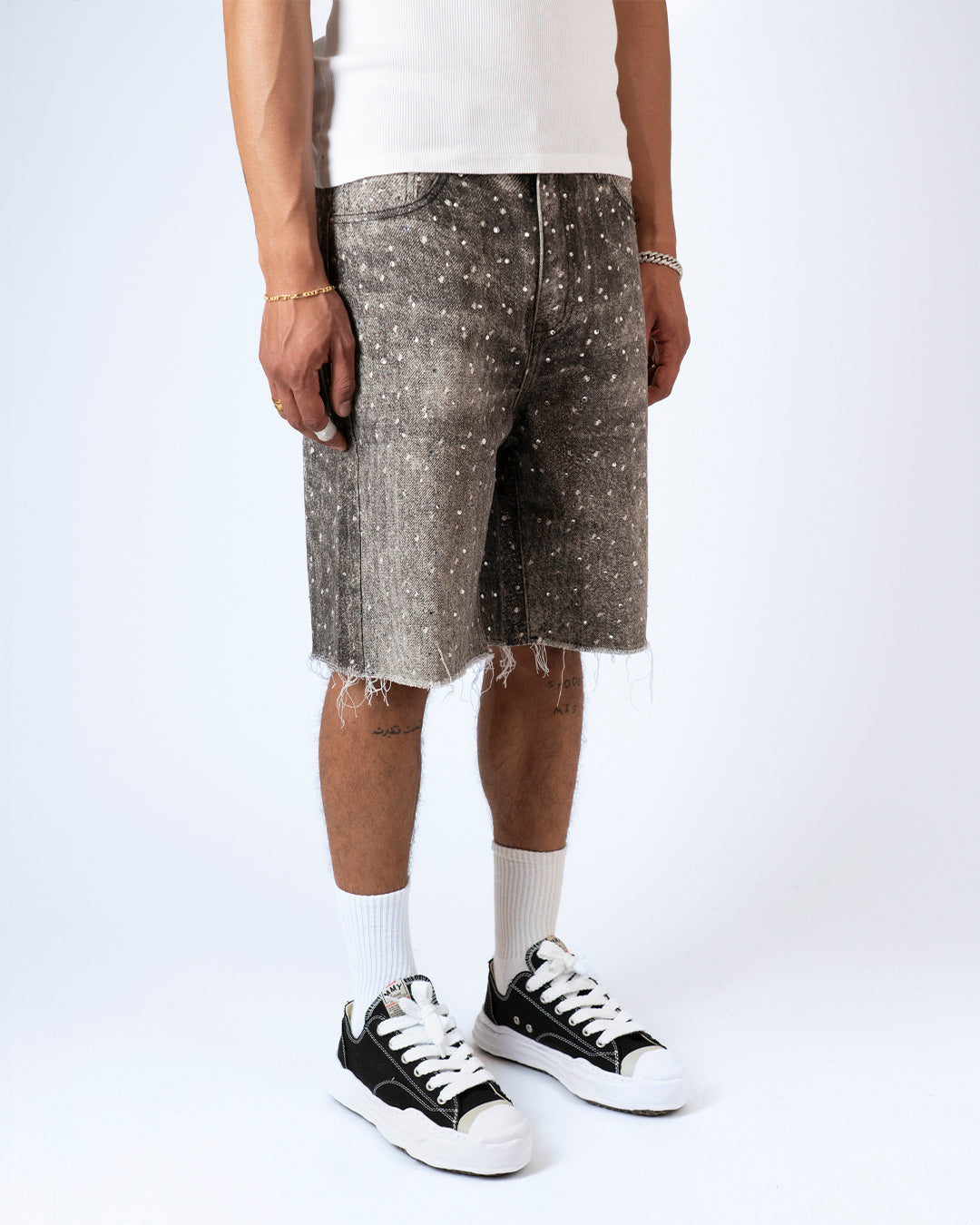 SS25|BLACK RHINESTONE SHORT