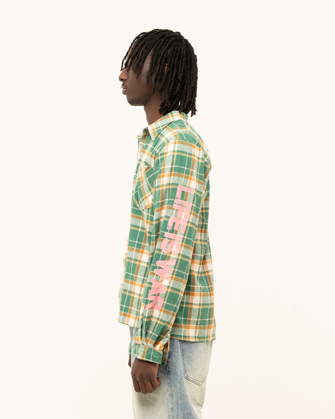 FW25|GREEN RHINESTONE LIFE IS WAR FLANNEL