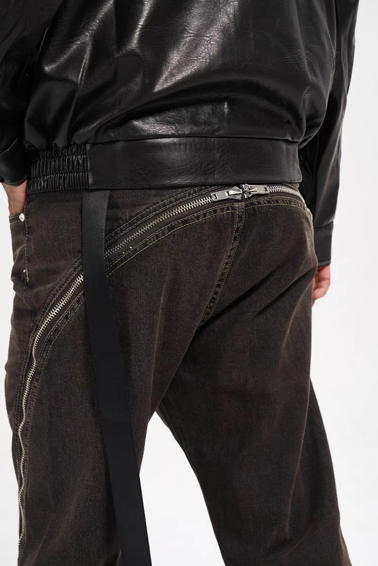 BG09|ZIPPER BLACK JEANS