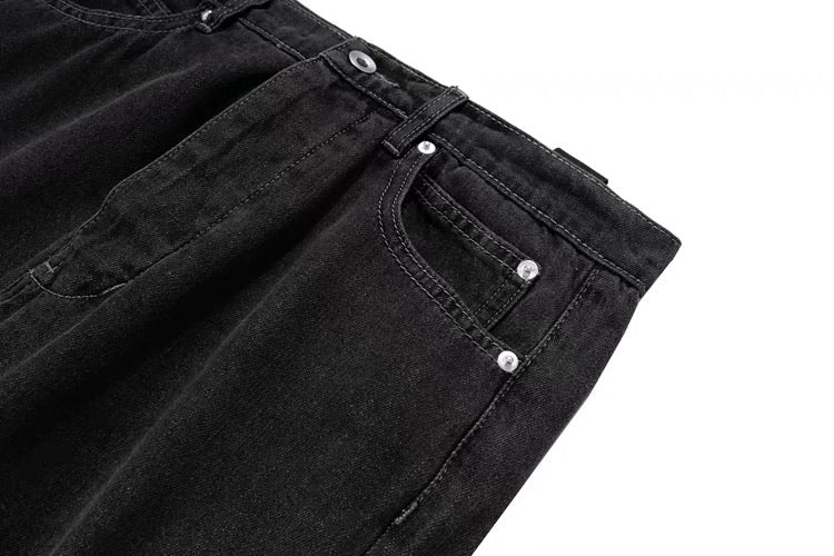 BG09|ZIPPER BLACK JEANS