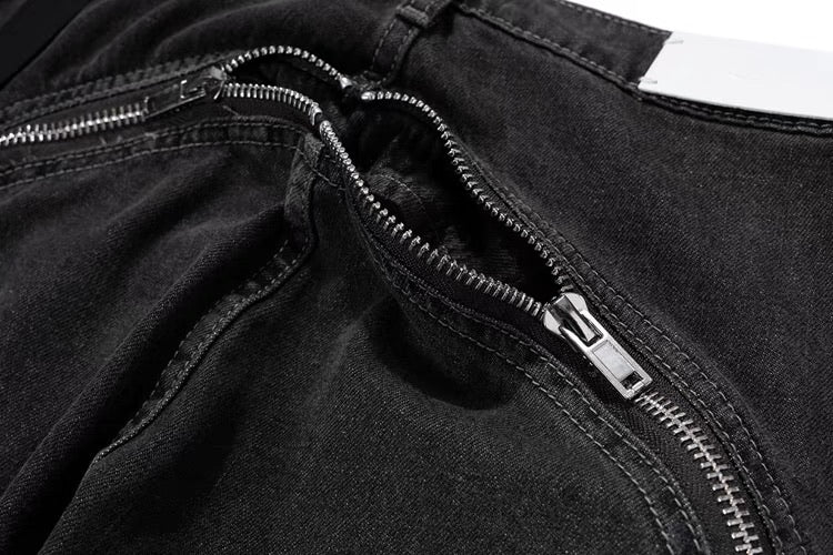 BG09|ZIPPER BLACK JEANS