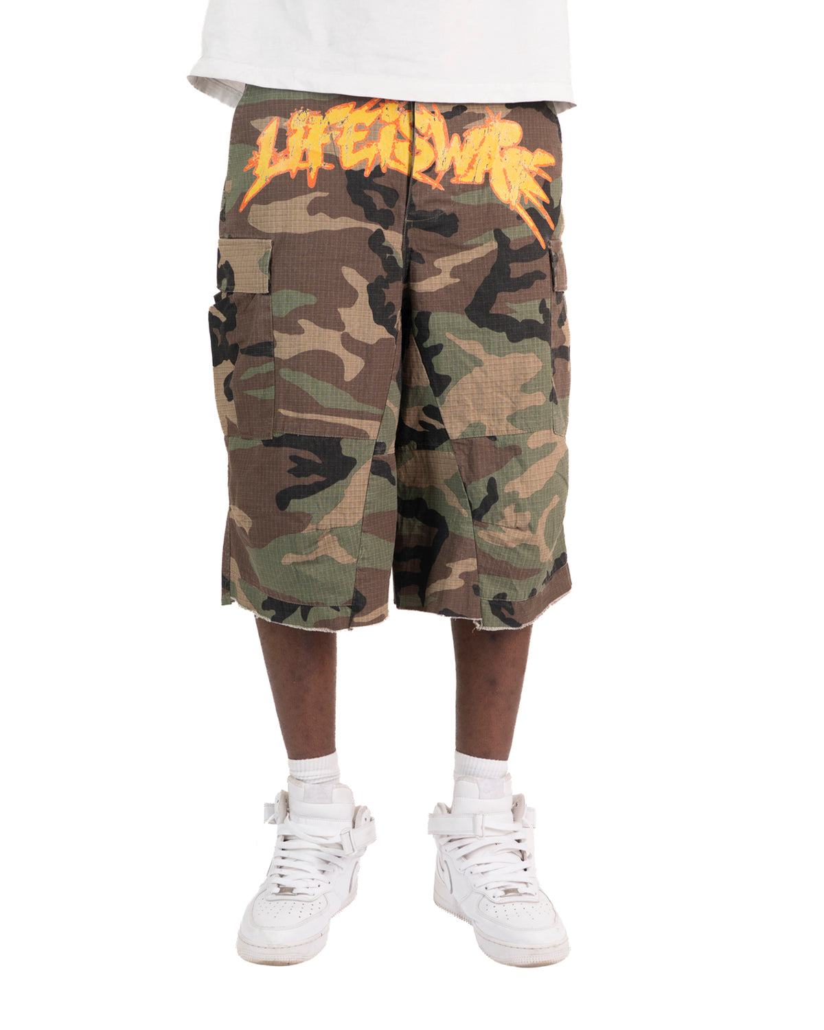 SS26|LIFE IS WAR CAMO JORTS