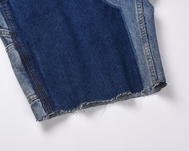 SH1|BLUE PATCH-WORK DENIM SHORT