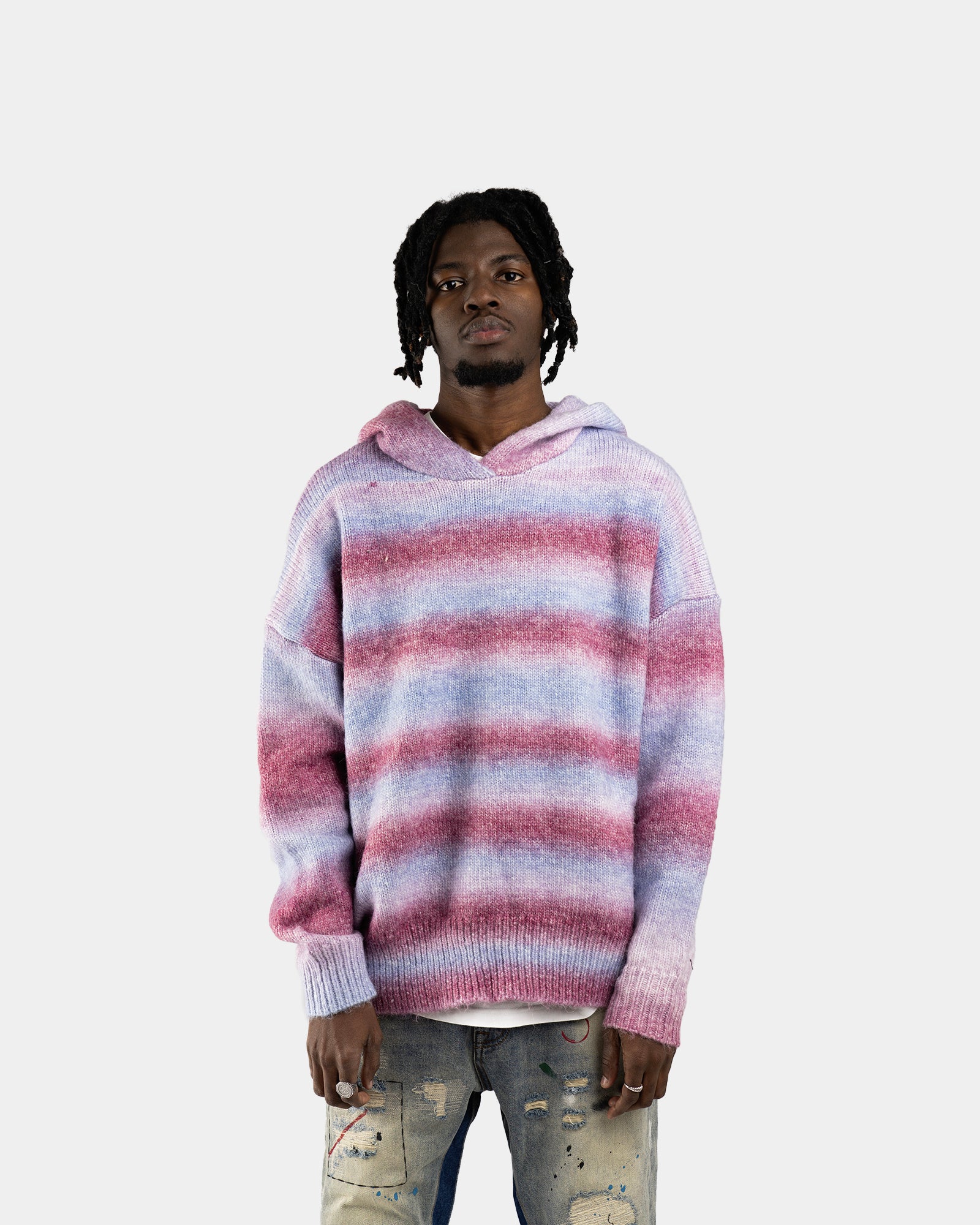 HD01|MOHAIR GLIZ PINK HOODIE