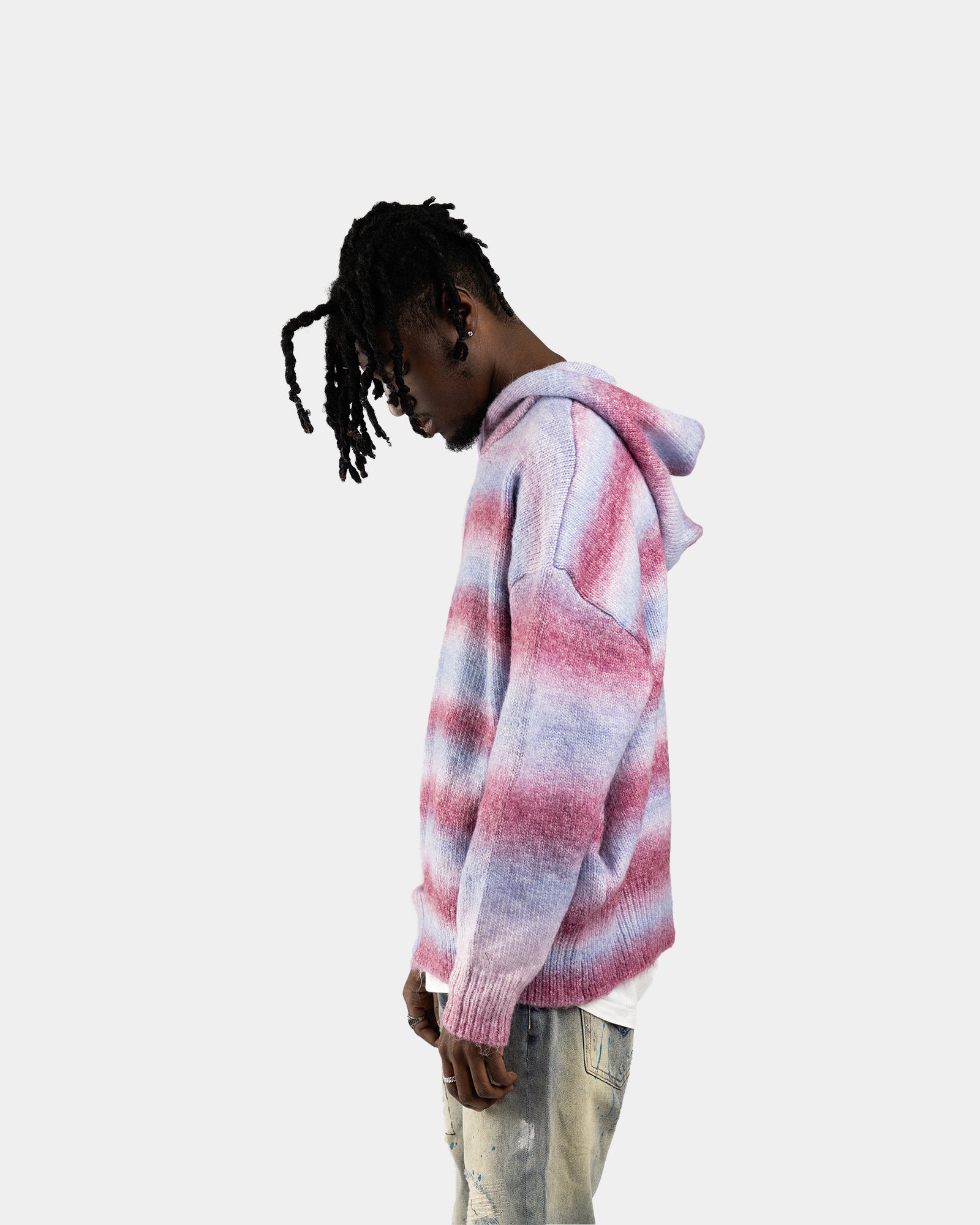 HD01|MOHAIR GLIZ PINK HOODIE