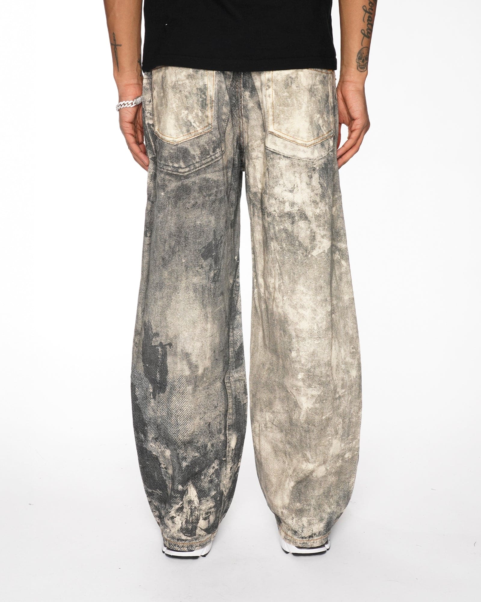 BG13|PRINTED STONE WASH DENIM