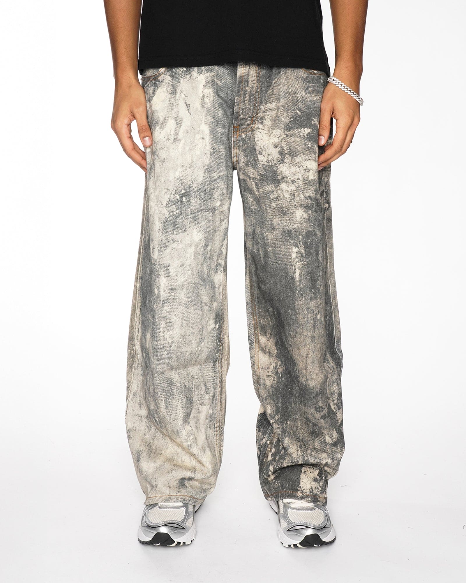 BG13|PRINTED STONE WASH DENIM