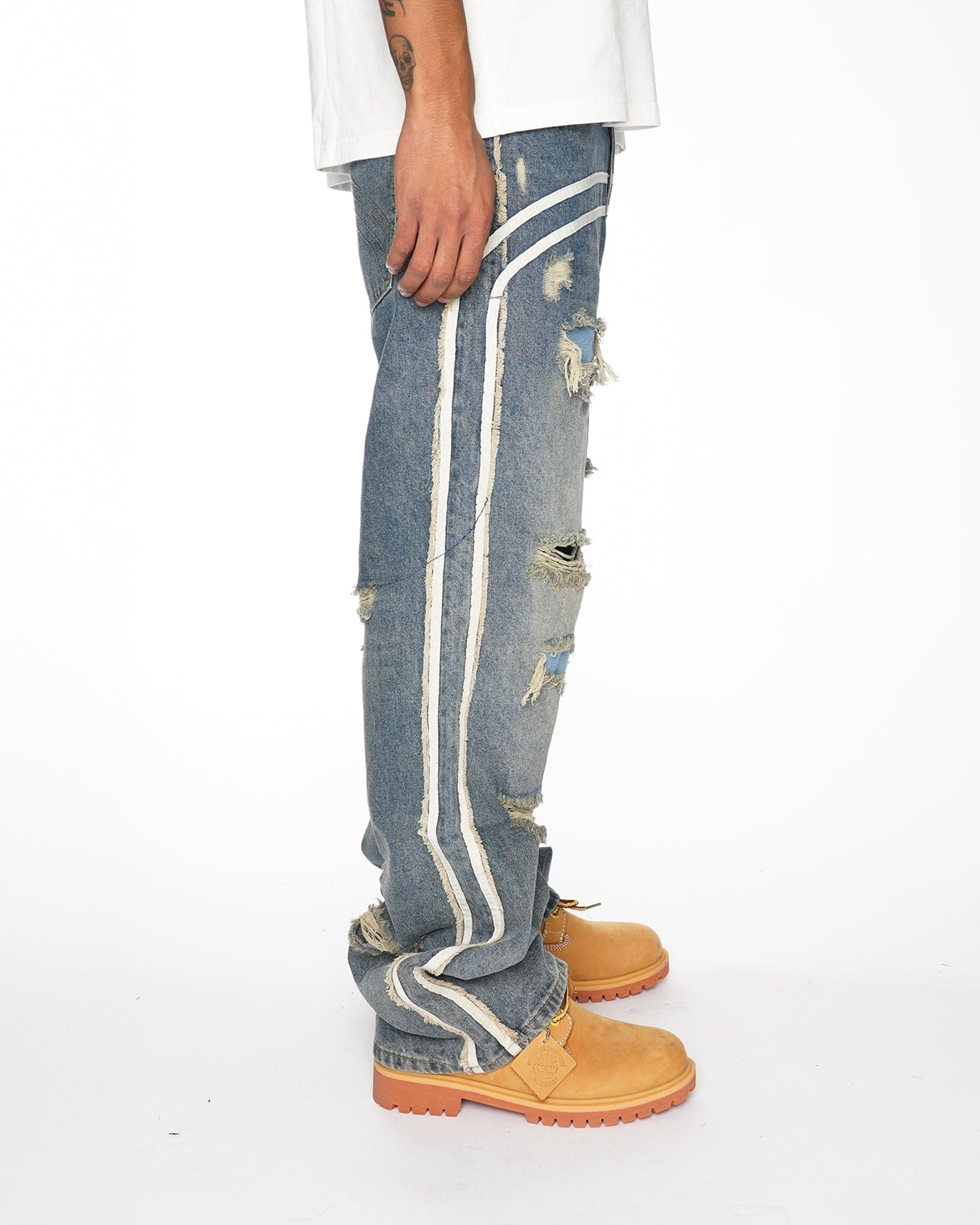 BG10| DOUBLE STRIPE INDIGO BAGGIE DENIM