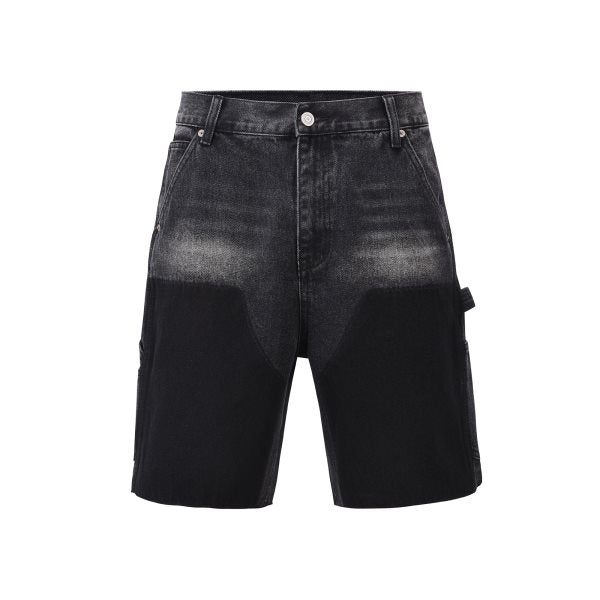 SH2|BLACK PATCH-WORK DENIM SHORT