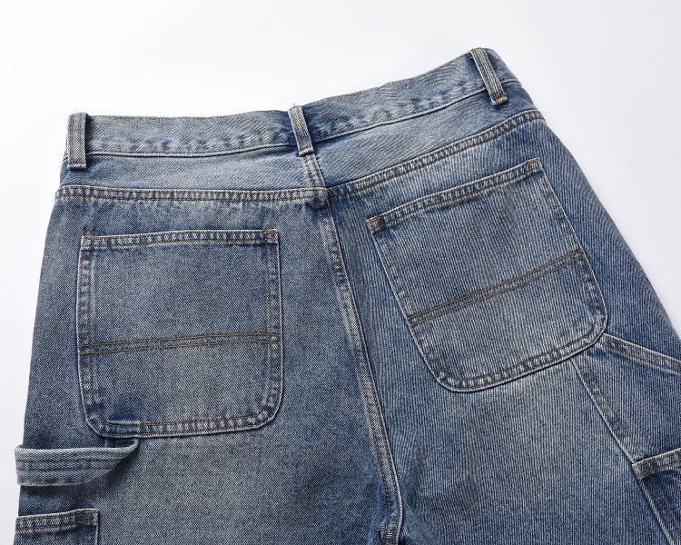 SH1|BLUE PATCH-WORK DENIM SHORT