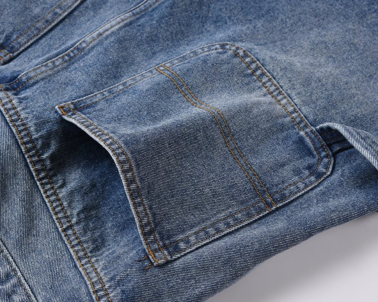 SH1|BLUE PATCH-WORK DENIM SHORT