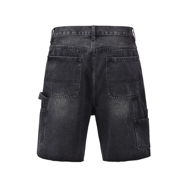 SH2|BLACK PATCH-WORK DENIM SHORT