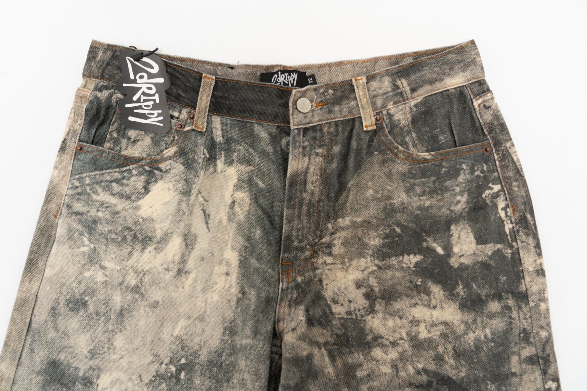 BG13|PRINTED STONE WASH DENIM