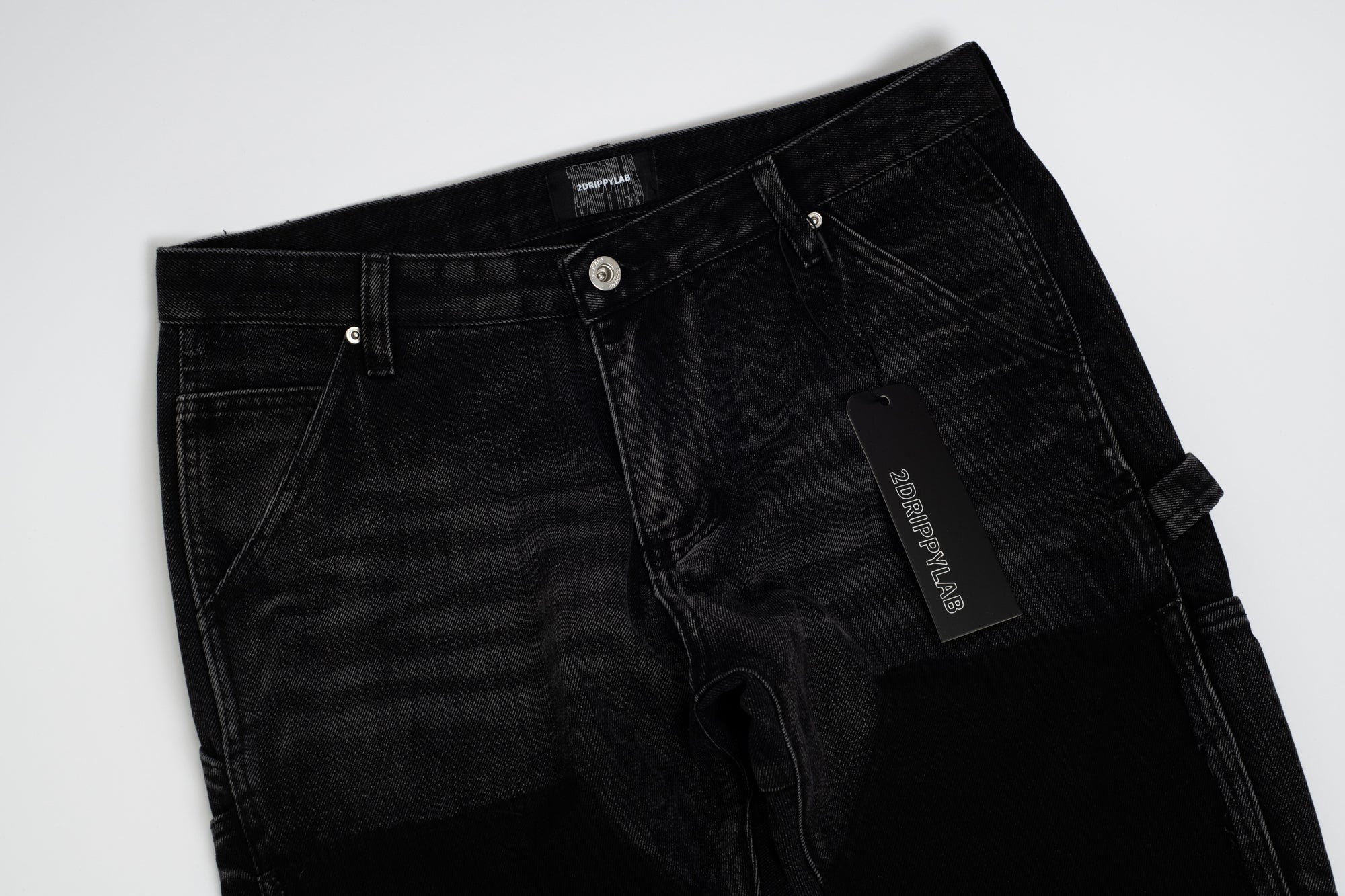 SH2|BLACK PATCH-WORK DENIM SHORT