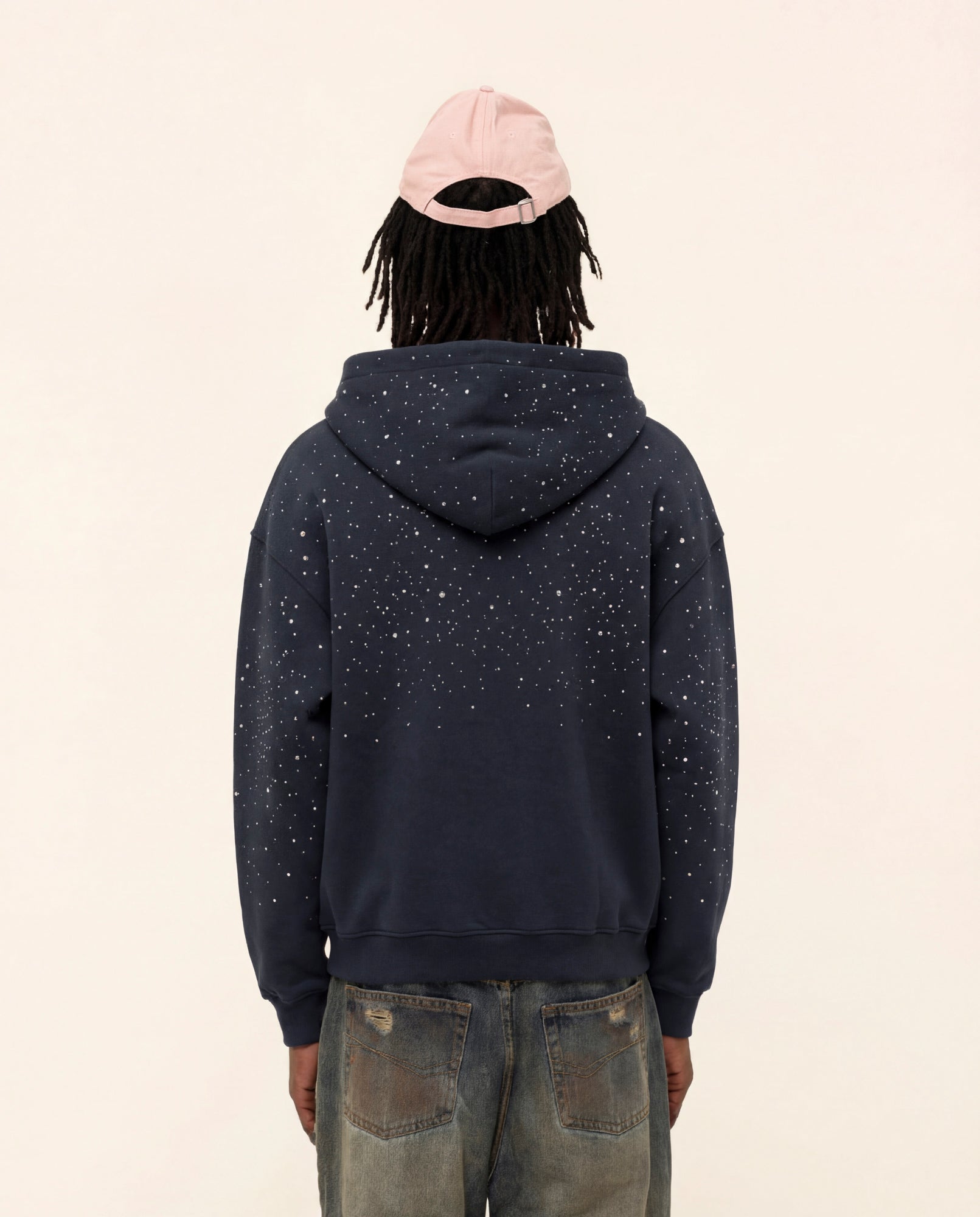 FW25|RHINESTONE NIGHT BLUE ZIP-HOODIE
